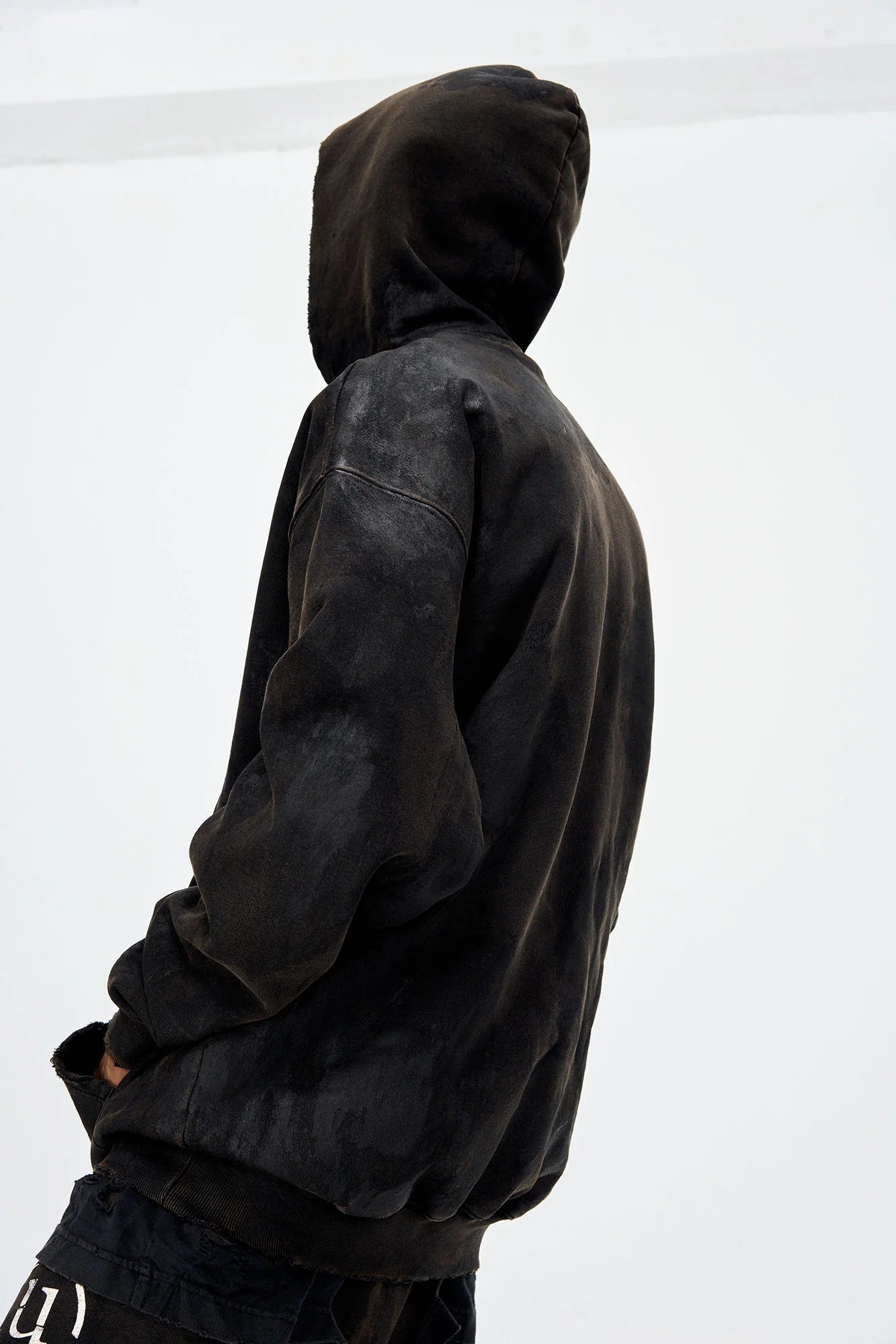 ULIPERY LOGO Mud-Wash Frayed Hoodie