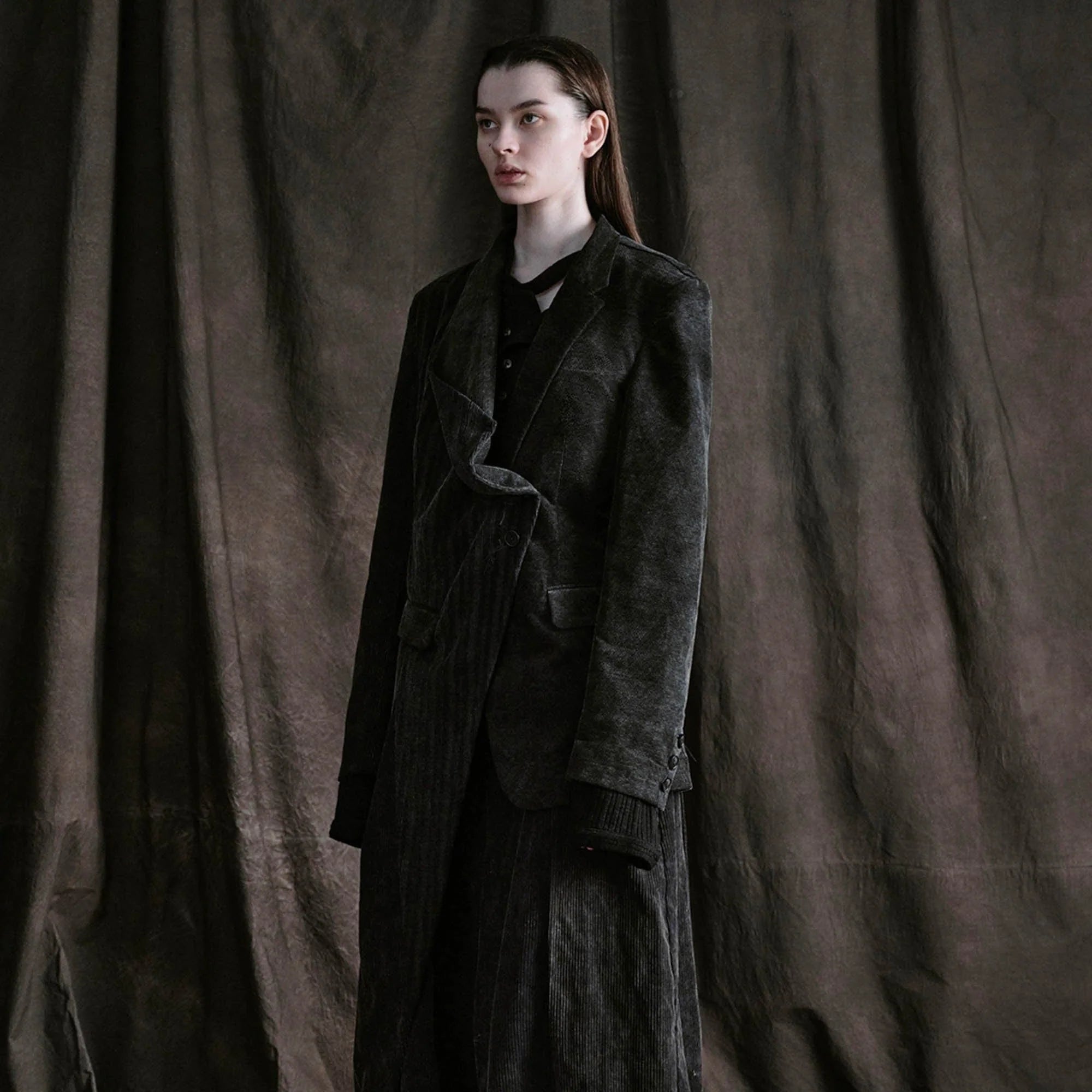 ILNya Nieternite Nifutur Distressed Corduroy Asymmetric Spliced Blazer