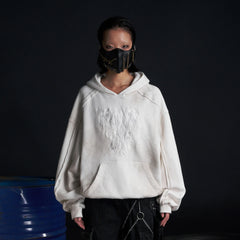 RECOVER ZONE LOGO Embroidered Dirty Wash Hoodie