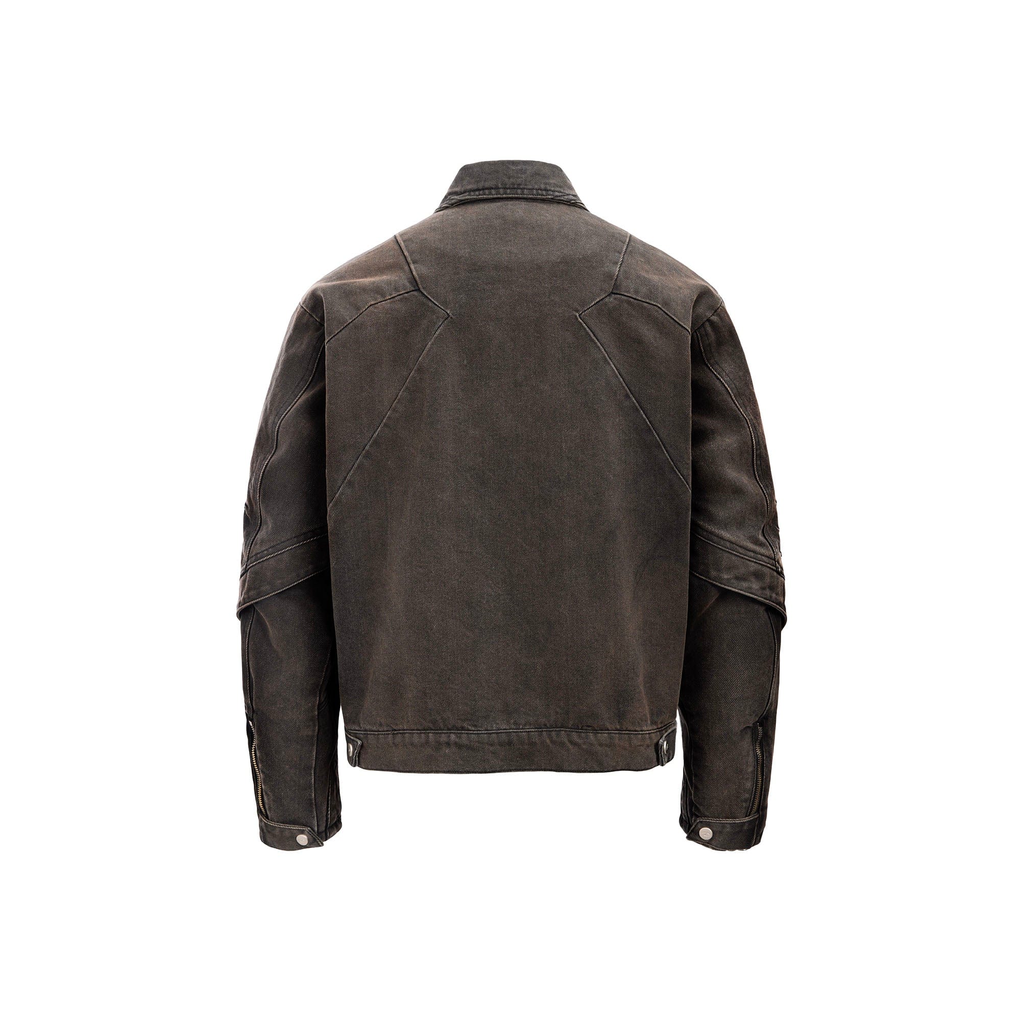 CATSSTAC Washed Paneled Seam Denim Jacket