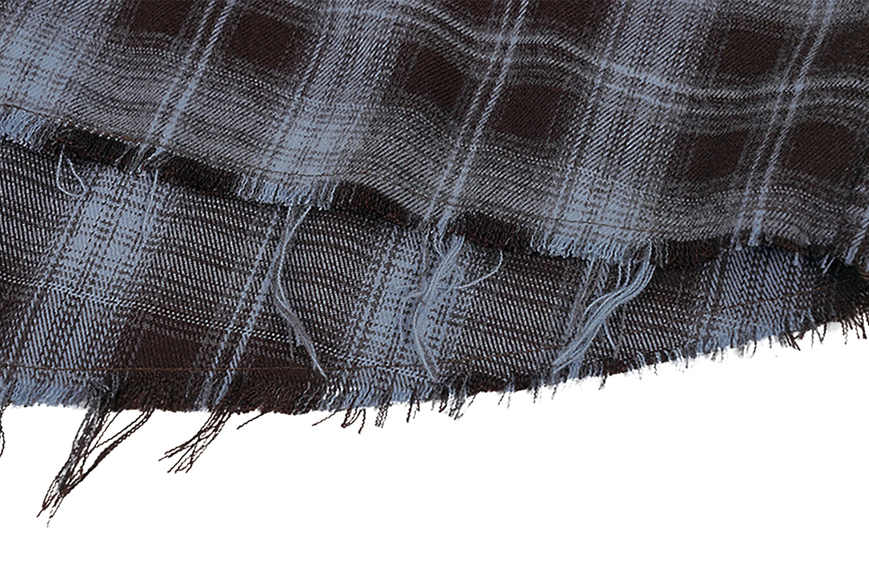 UNDERWATER Plaid Raw Edge Shirt  Blue