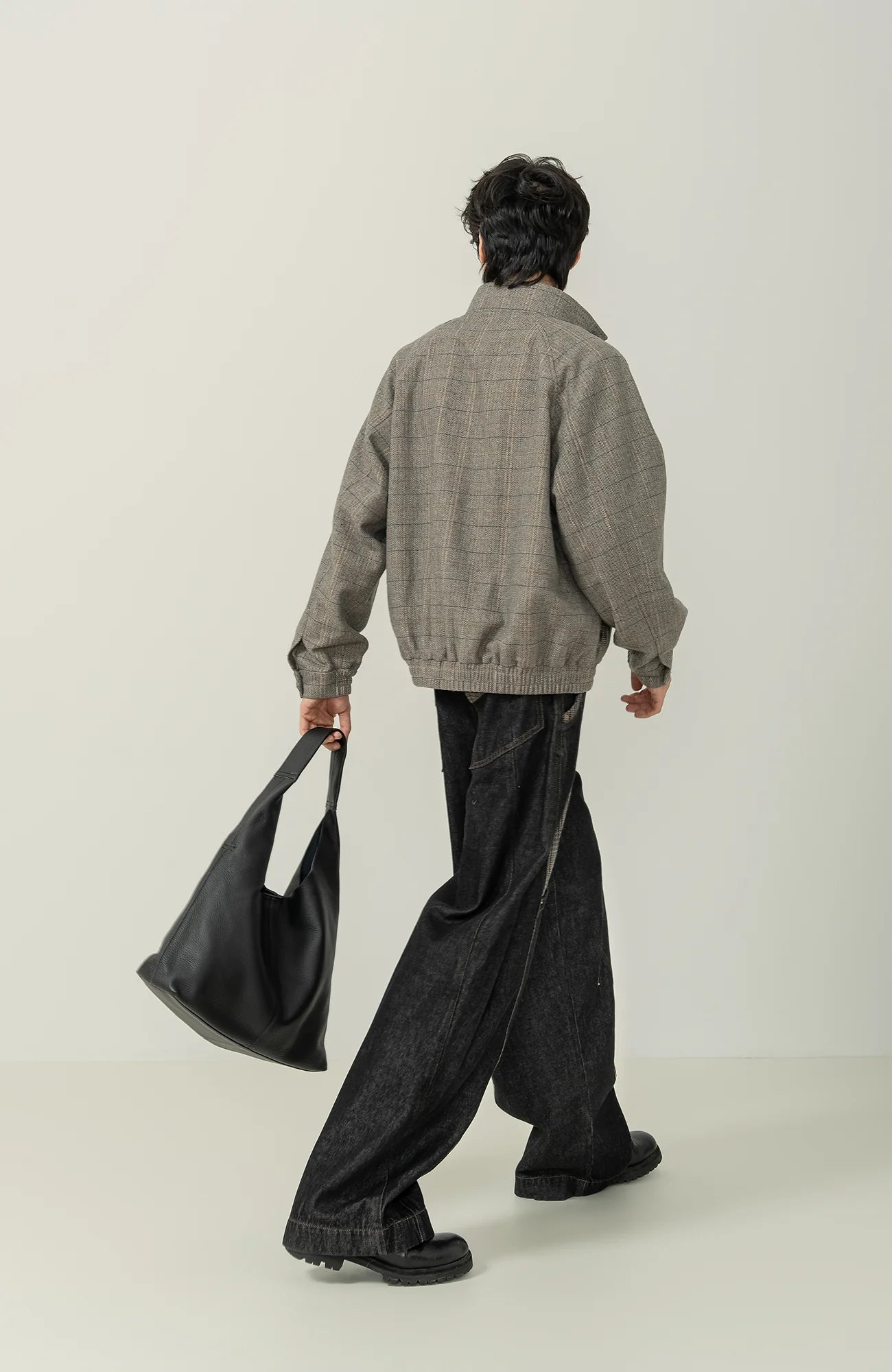 MOITIEDEPETALE Plaid Panels Wool-Blend Jacket