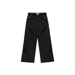 ESAIAS Rune Embroidered Velvet Panel Pants