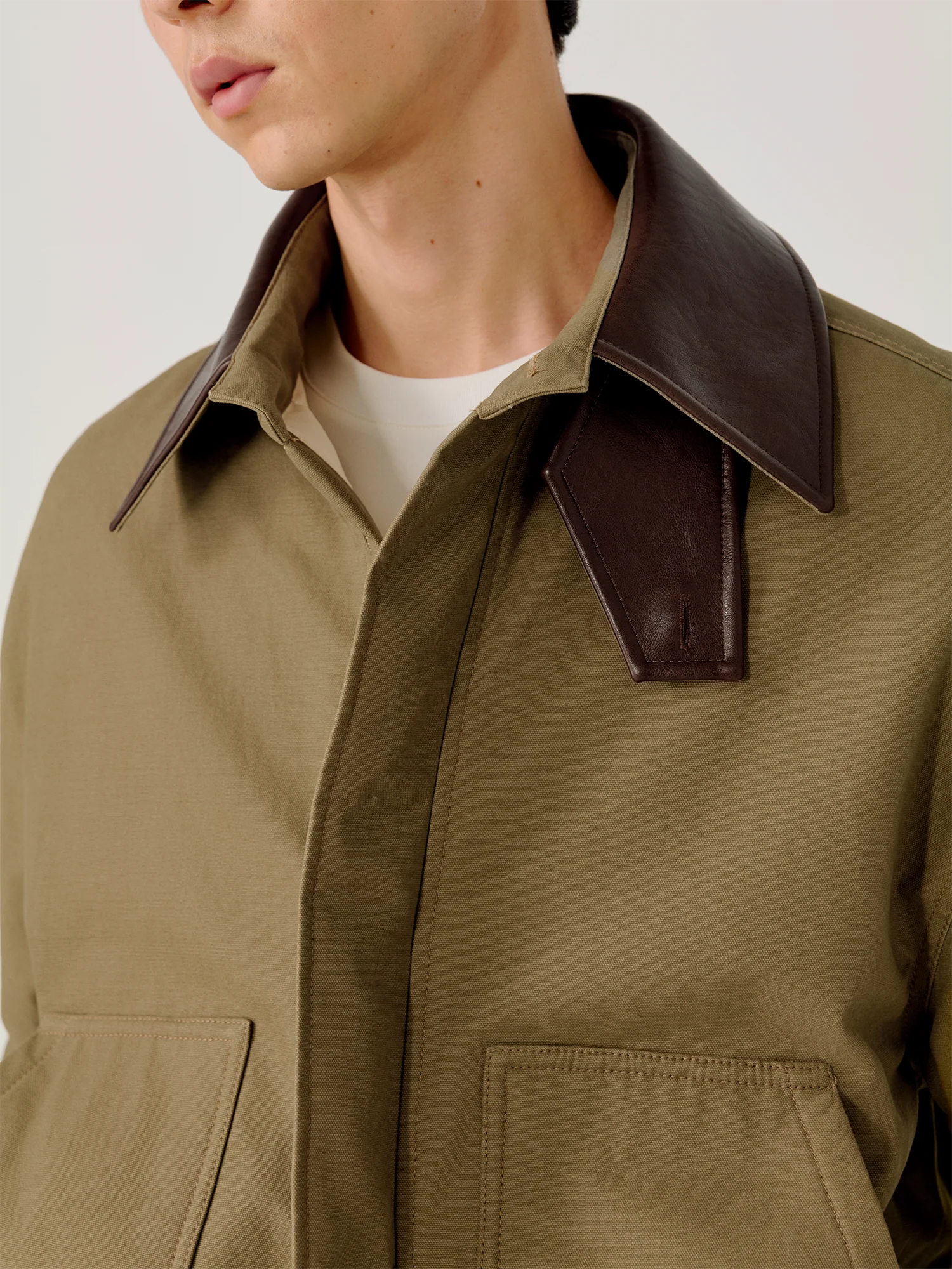 OPICLOTH Faux Leather Collar Windproof Jacket
