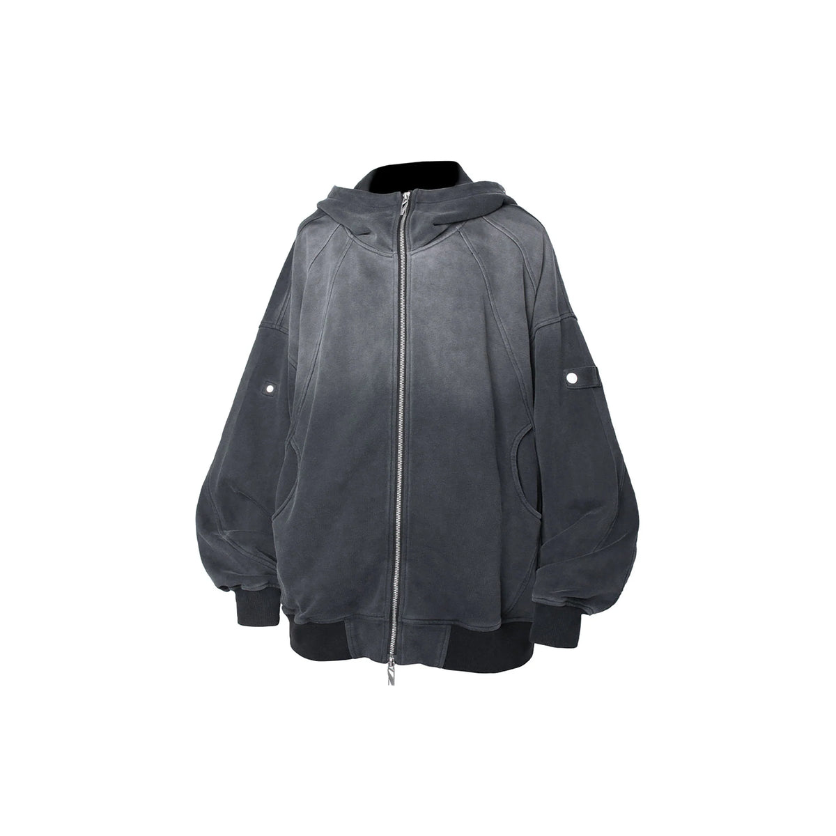 RELABEL Gradient Washed Panel Hooded Jacket Black
