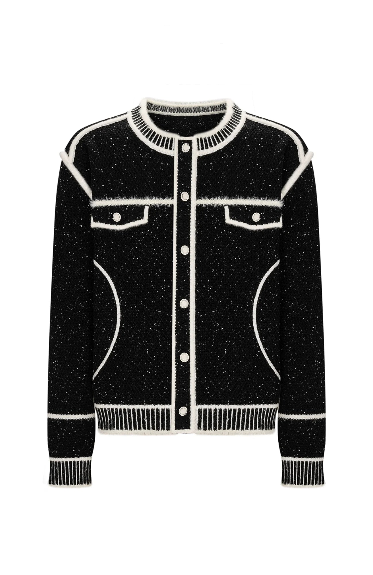 TIWILLTANG Frayed Edge Tweed Knit Jacket