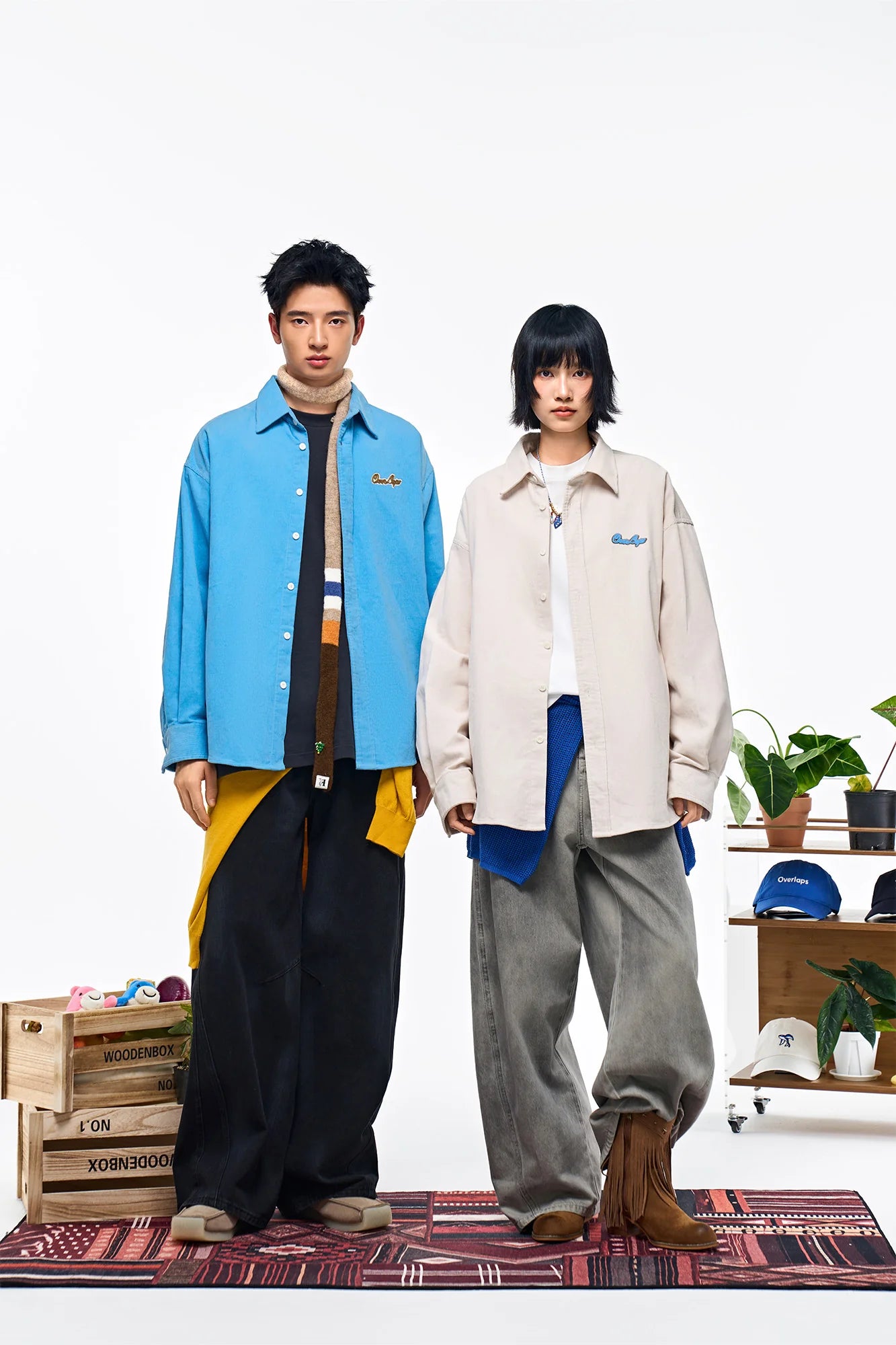 OVERLAPS Essential Embroidered Oversized Shirt