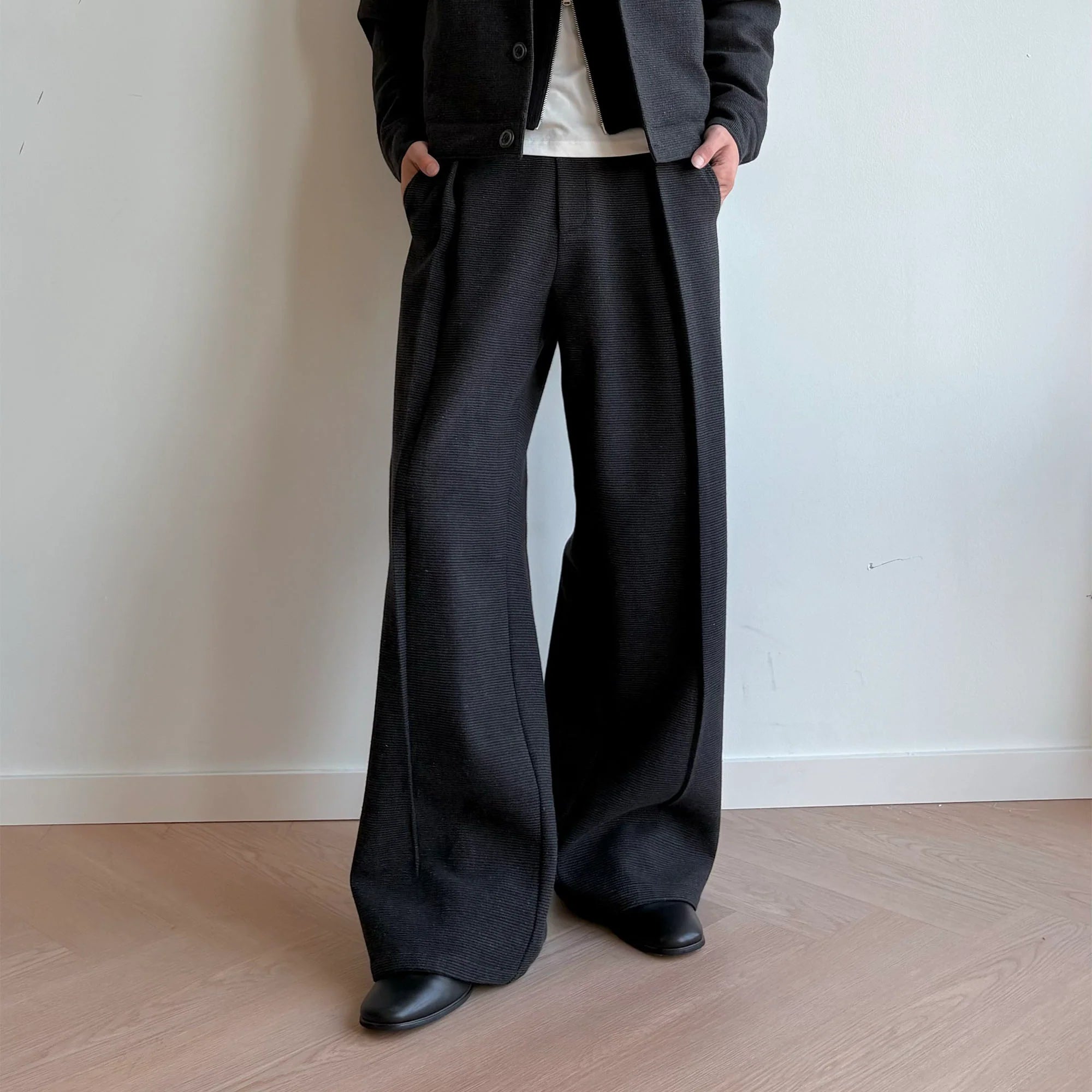 KREATE Mini Houndstooth Pleated Wide-Leg Trousers