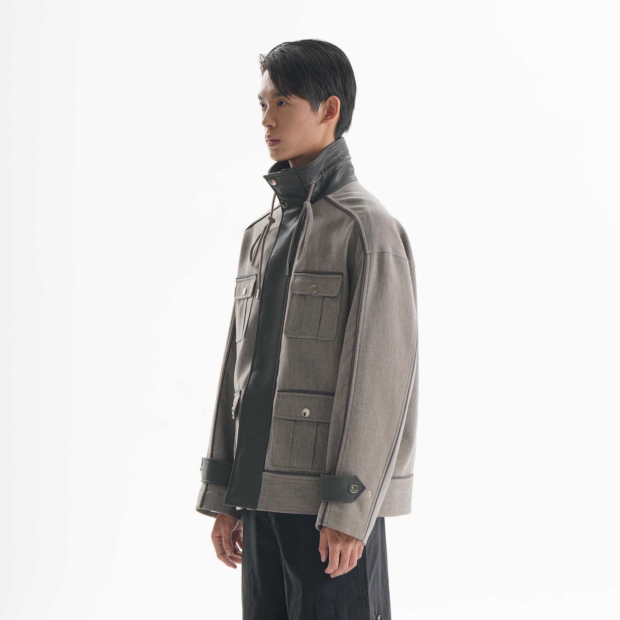 ORAL UTOPIA Multi-Pocket Drawstring Barn Jacket