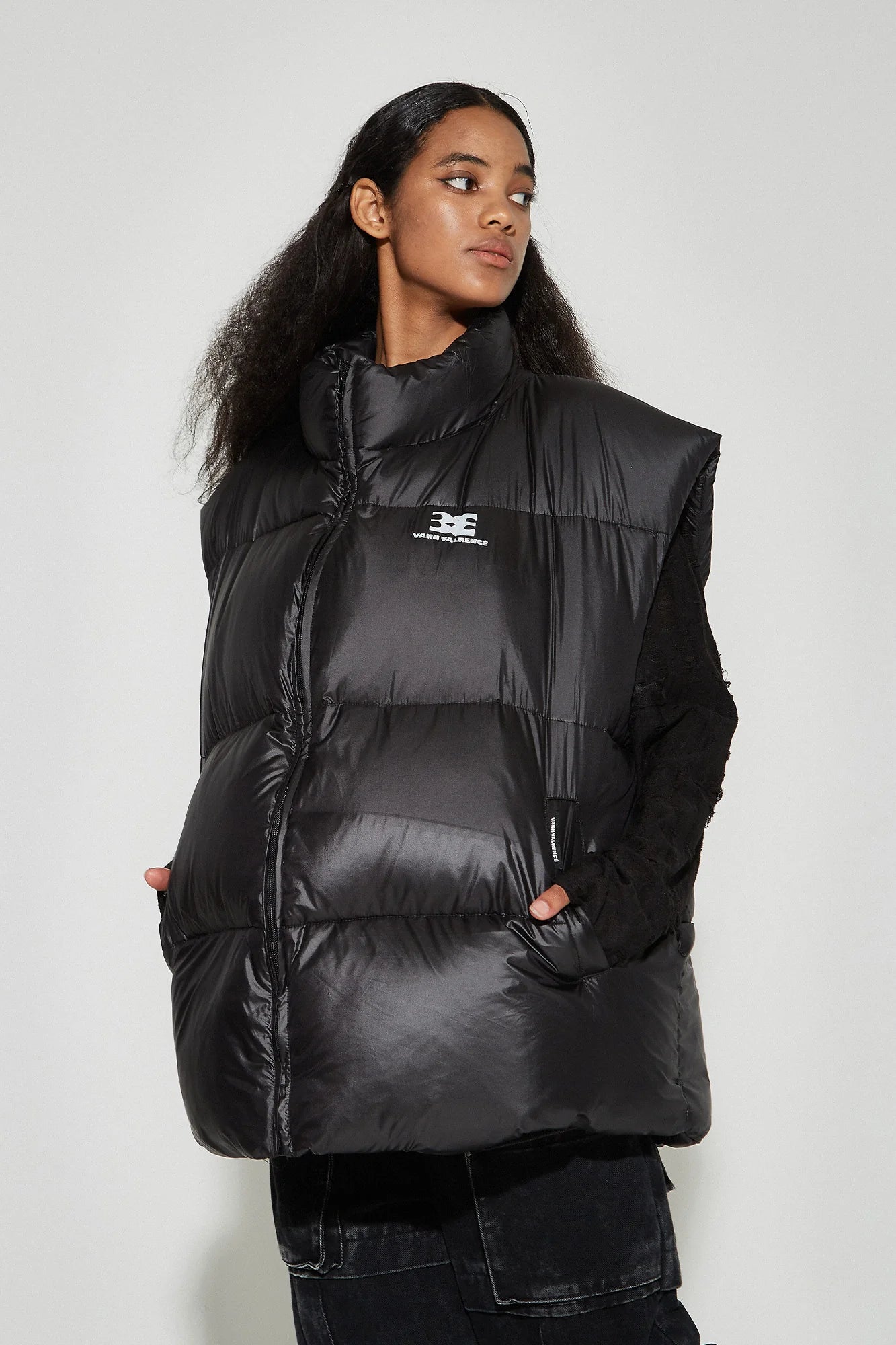 VANN VALRENCE Plain Duck Down Oversized Puffer Vest