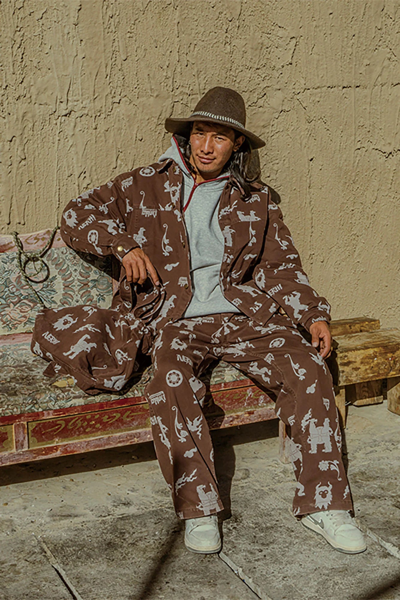 NERHI Tribal Totem Full-Print Shirt Jacket