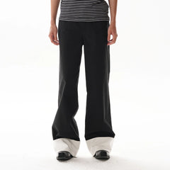 ORAL UTOPIA Contrast Fold-Hem Straight-Leg Pants