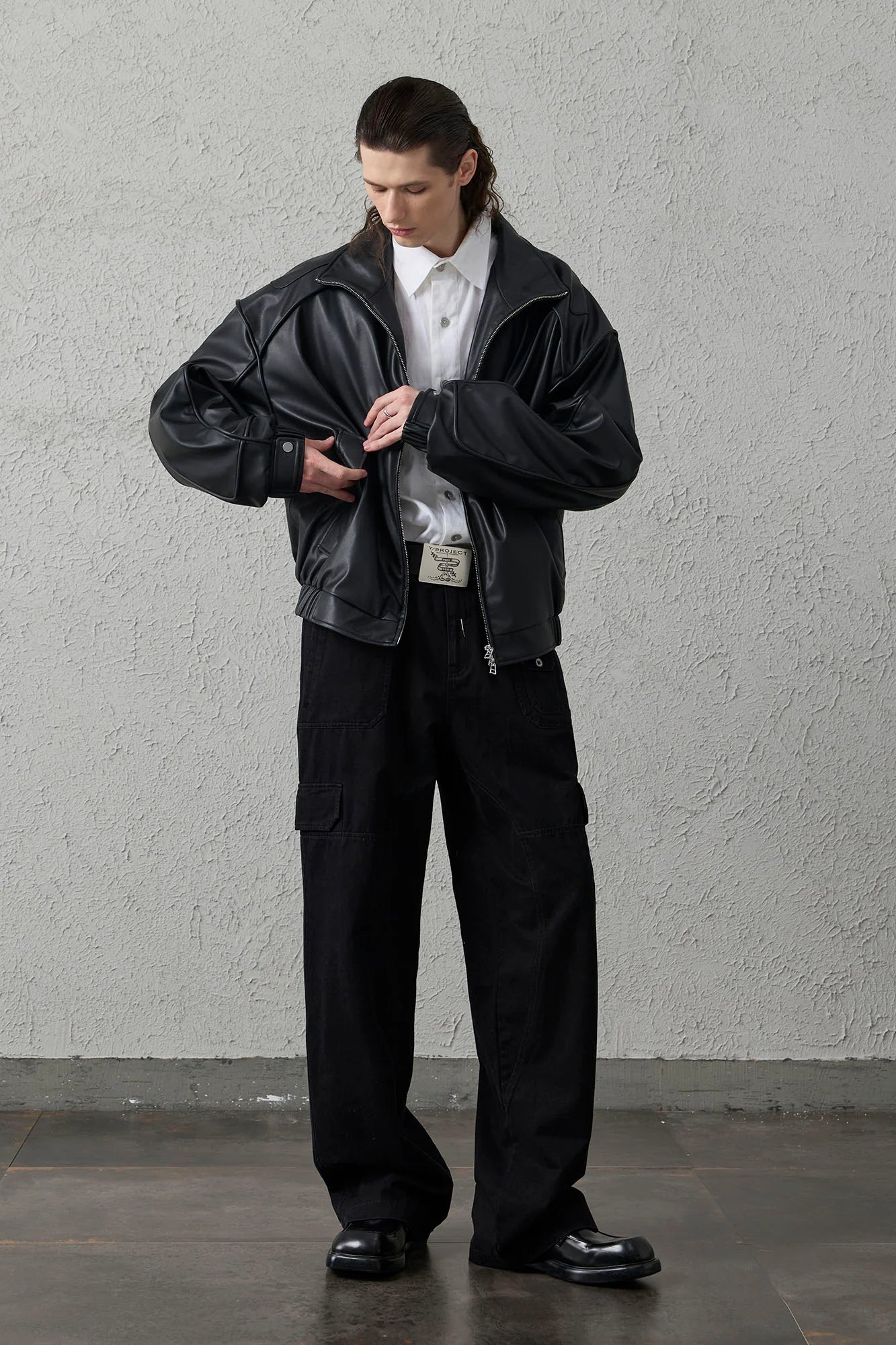 ORGANIC EMOTION Faux Leather Piped Seam Jacket