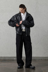 ORGANIC EMOTION Faux Leather Piped Seam Jacket
