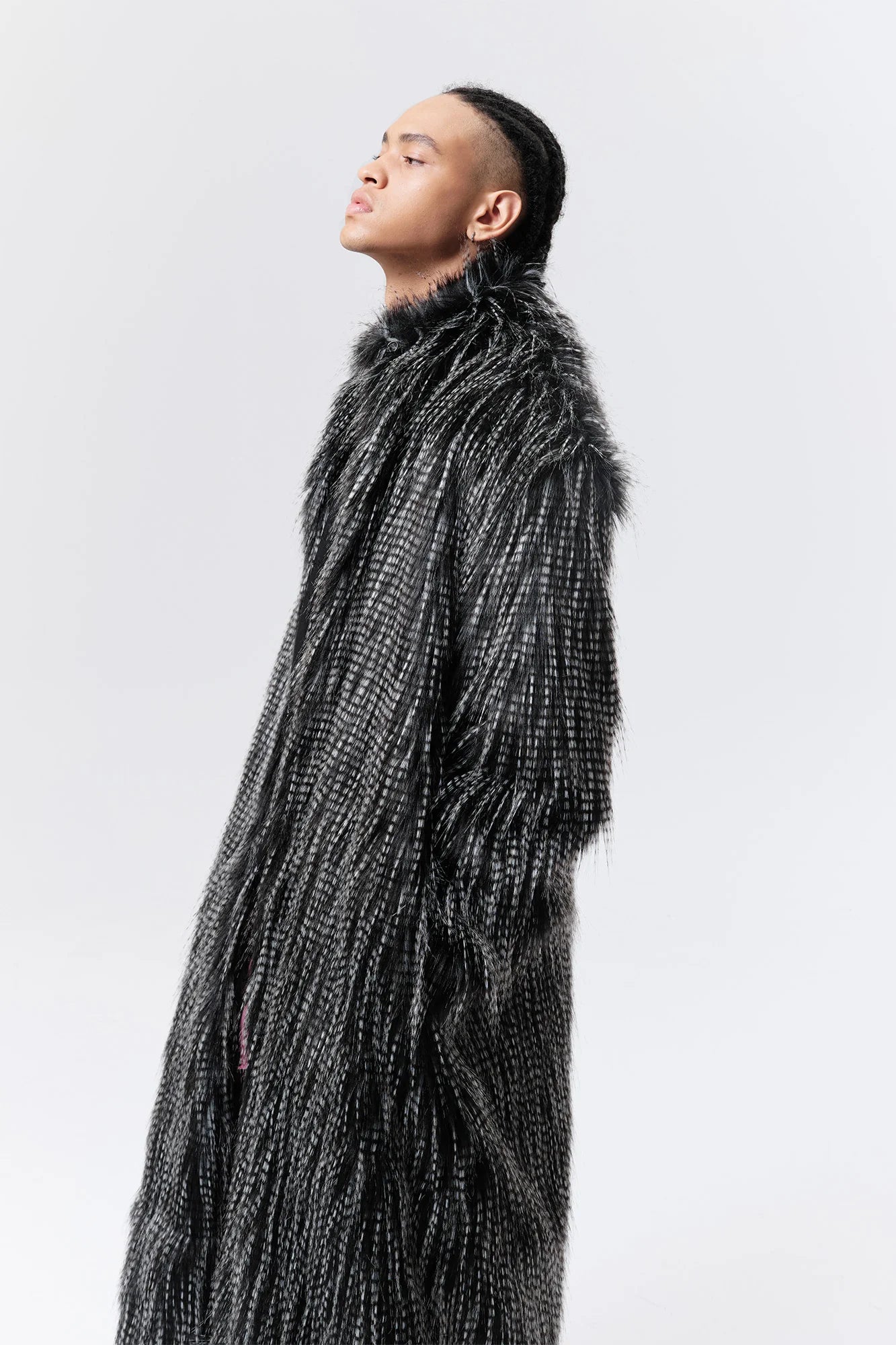 VANN VALRENCE Shaggy Layered Faux Fur Long Coat