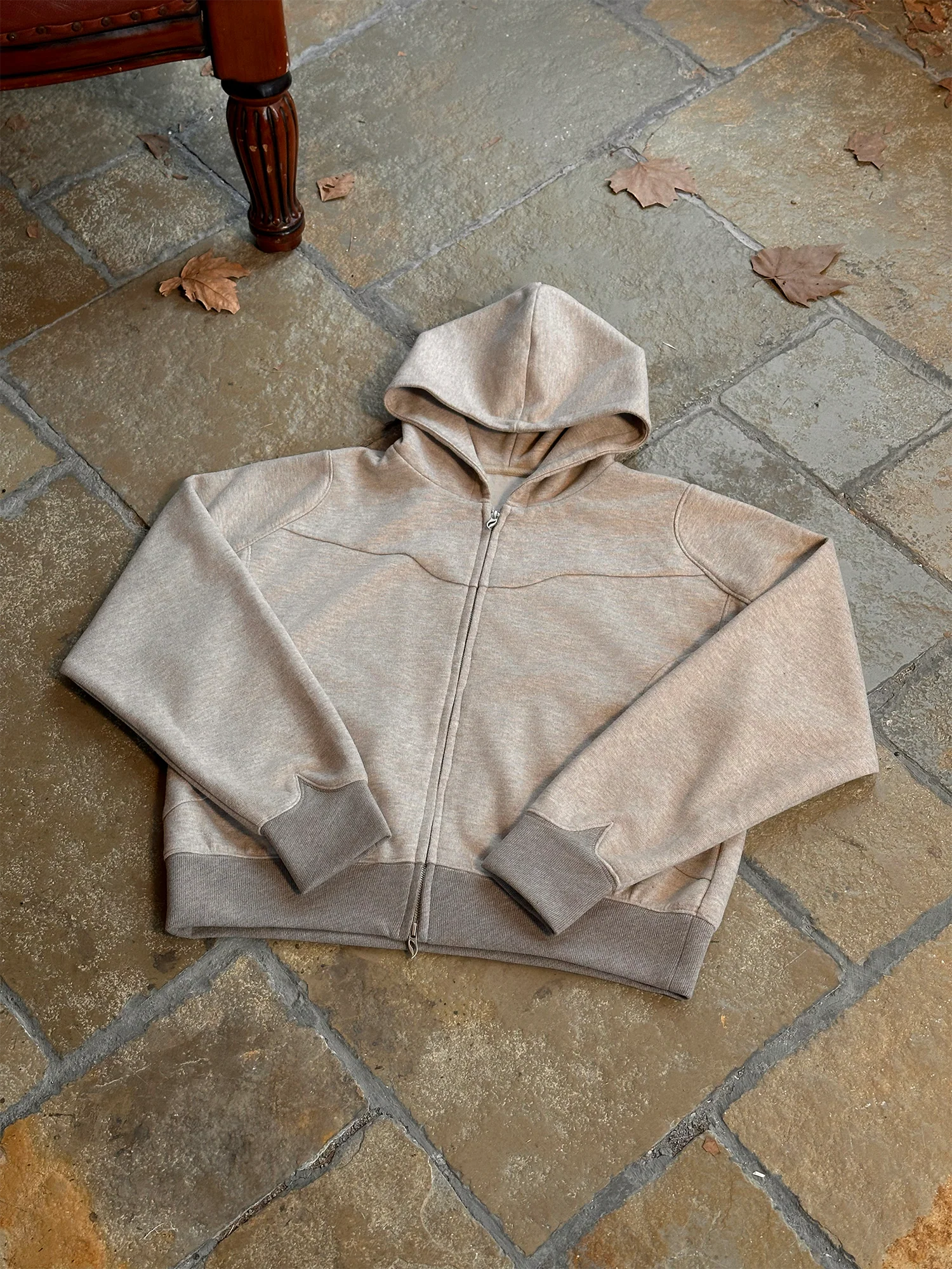 ESAIAS Wool Blend Panel Boxy Hooded Jacket