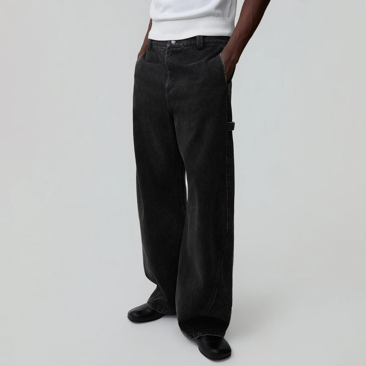 OPICLOTH Classic Washed Panel Straight-Leg Jeans