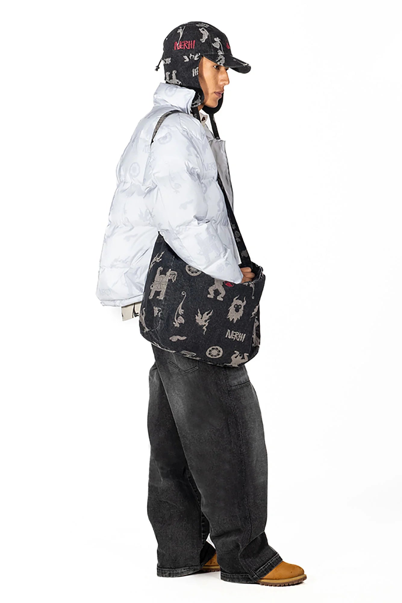 NERHI Asym Zip Full-Print Puffer Jacket