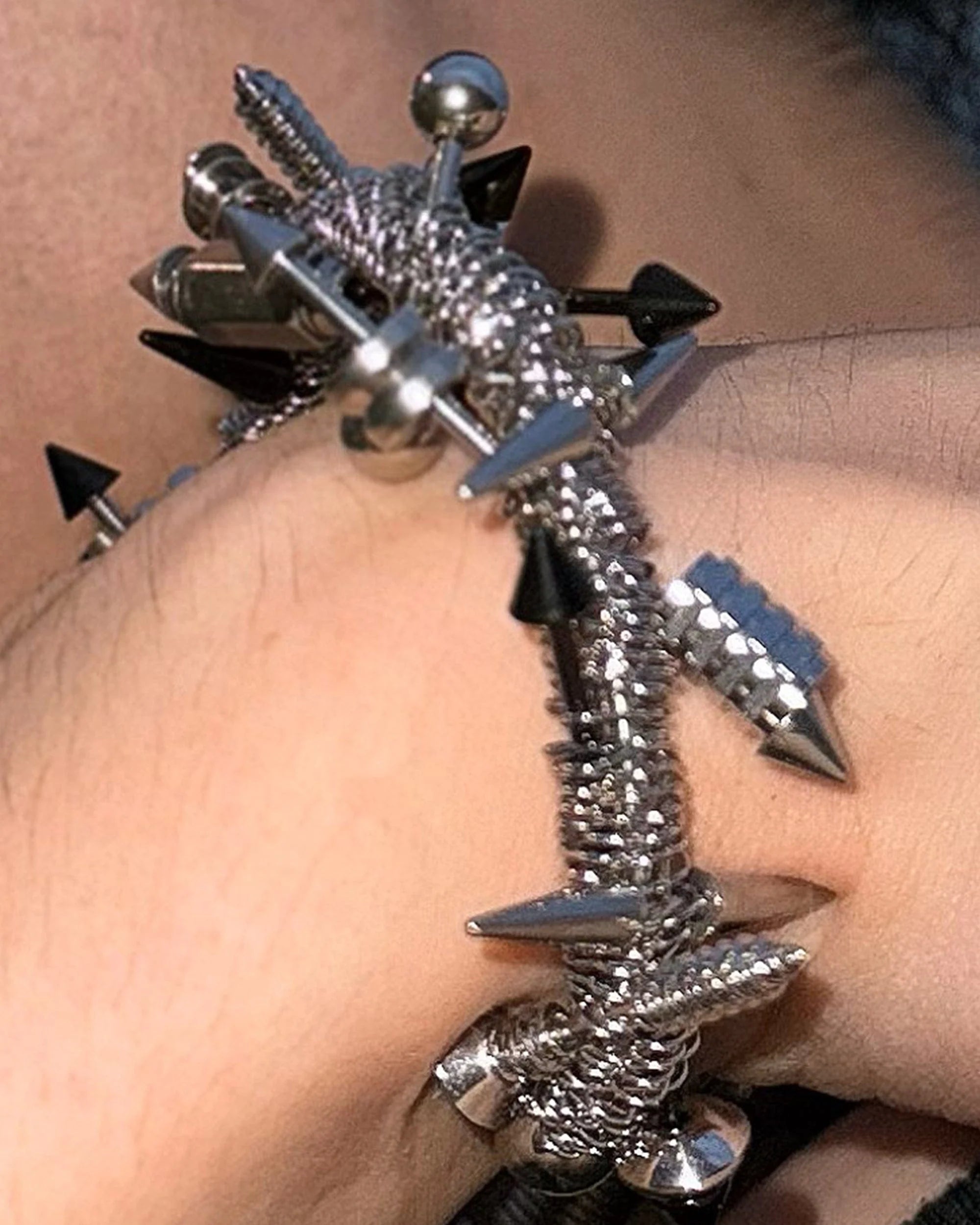 ILLUSORY Time Traveler Rivet Hollow Out Bracelet