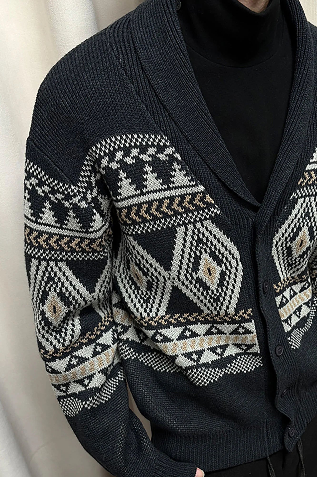 KREATE Fair Isle Shawl Collar Cardigan