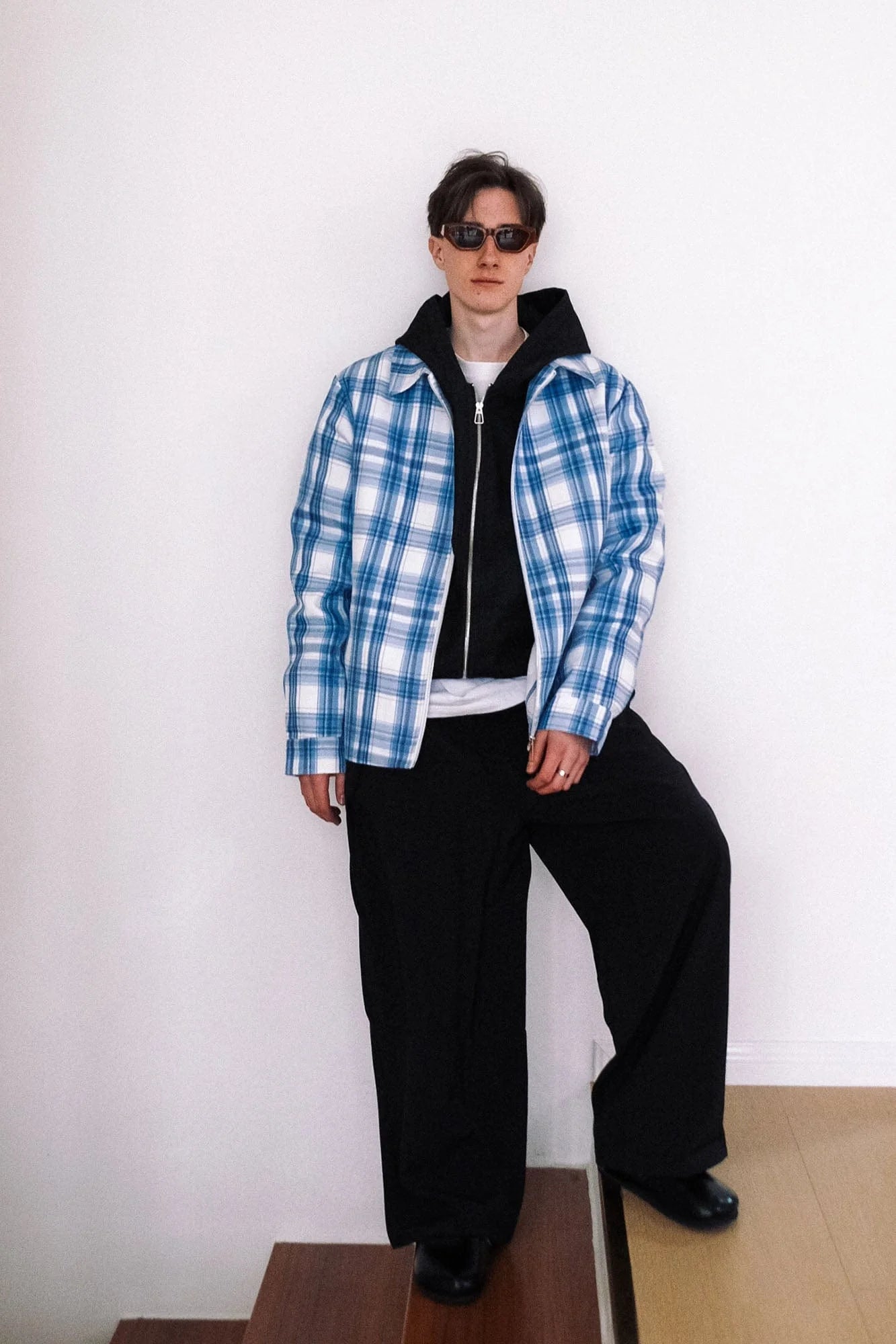 WIID Slanted Pleat Wide-Leg Trousers