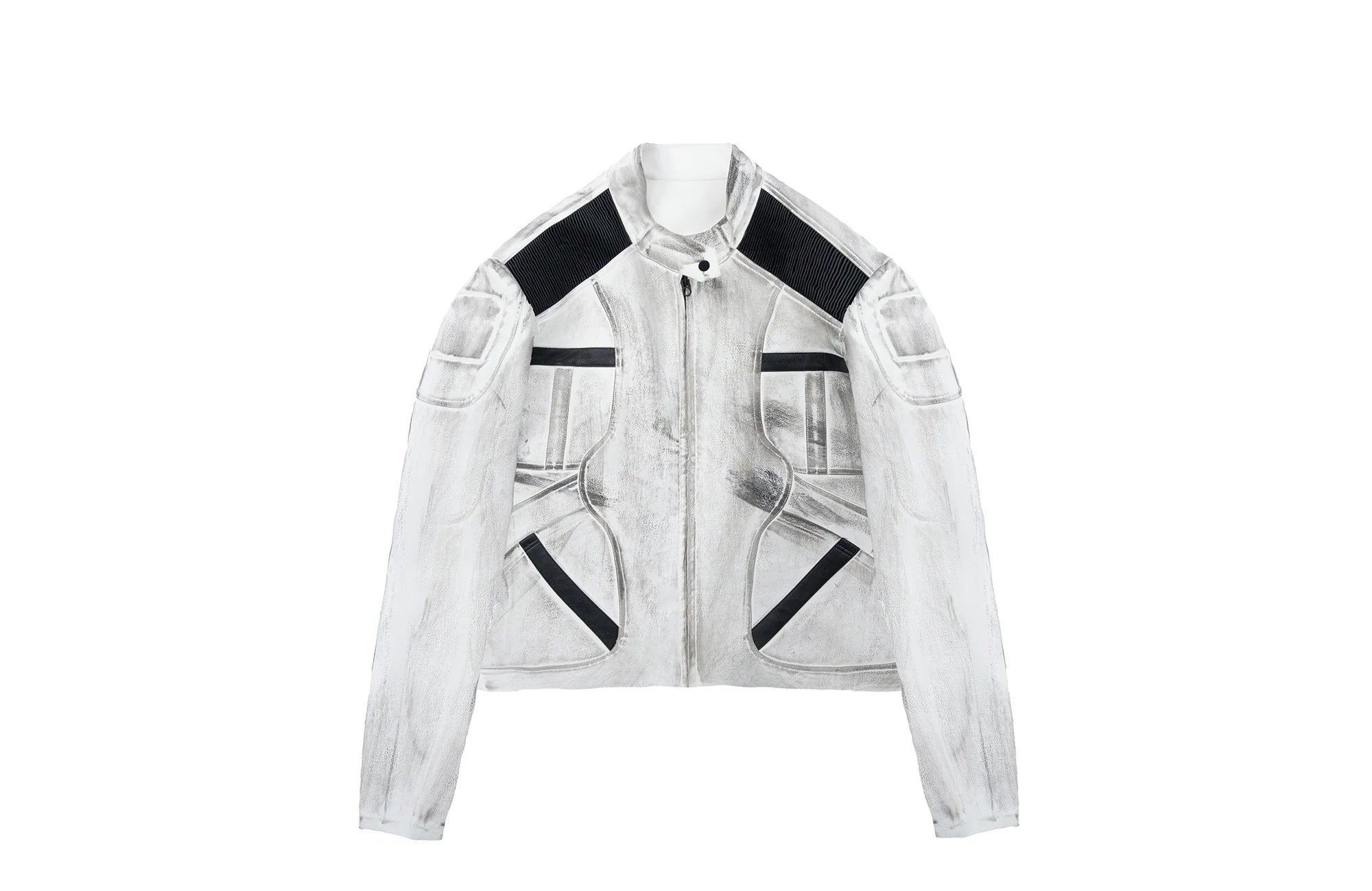 MOGONGSHE Distressed Techwear PU Moto Jacket
