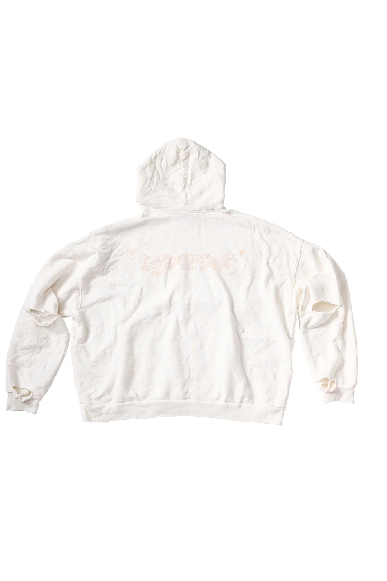 ULIPERY Dirty Fit Distressed Crinkled Hoodie White