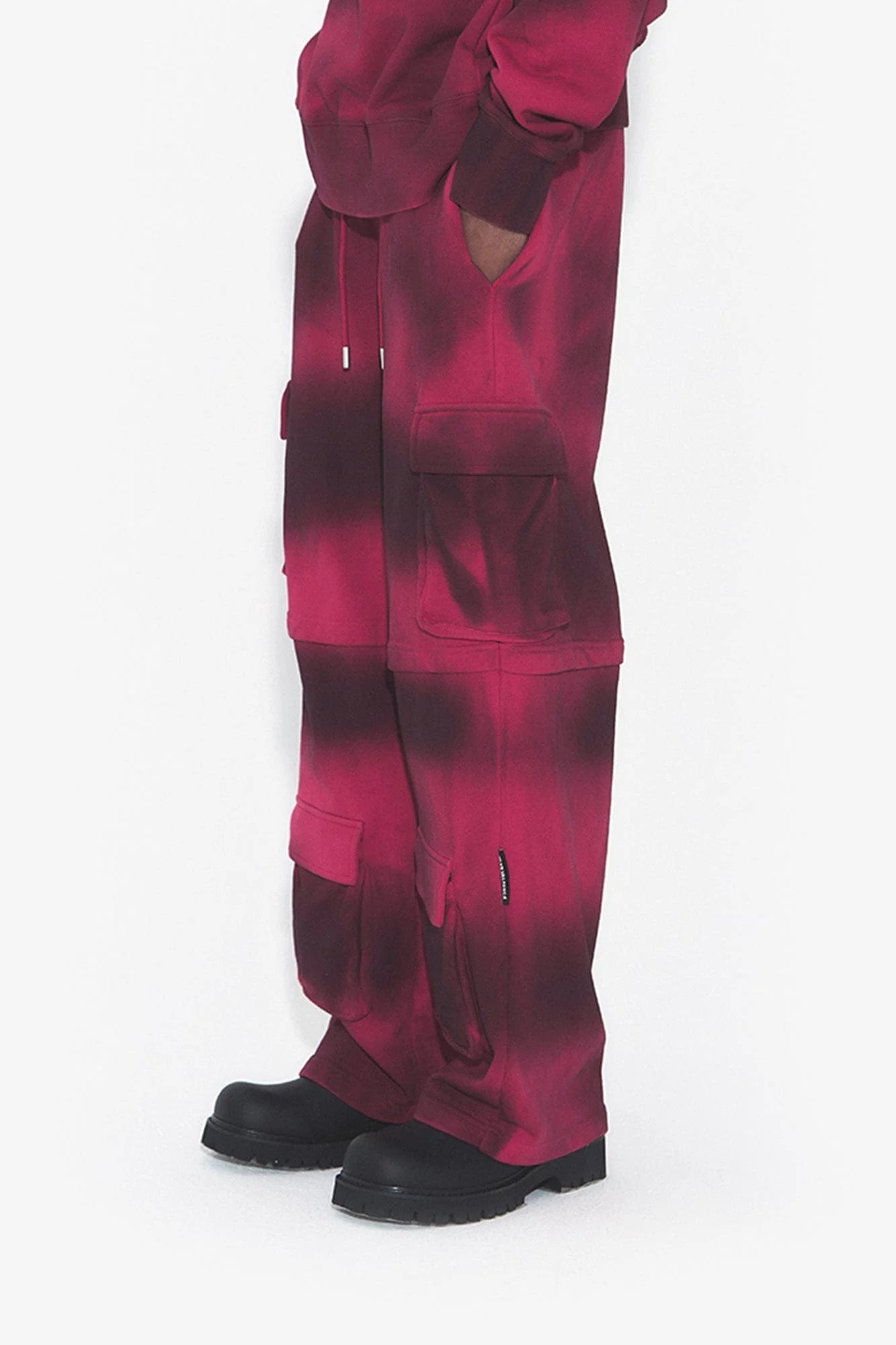 VANN VALRENCE Ombre Stripe Multi-Pocket Drawstring Sweatpants