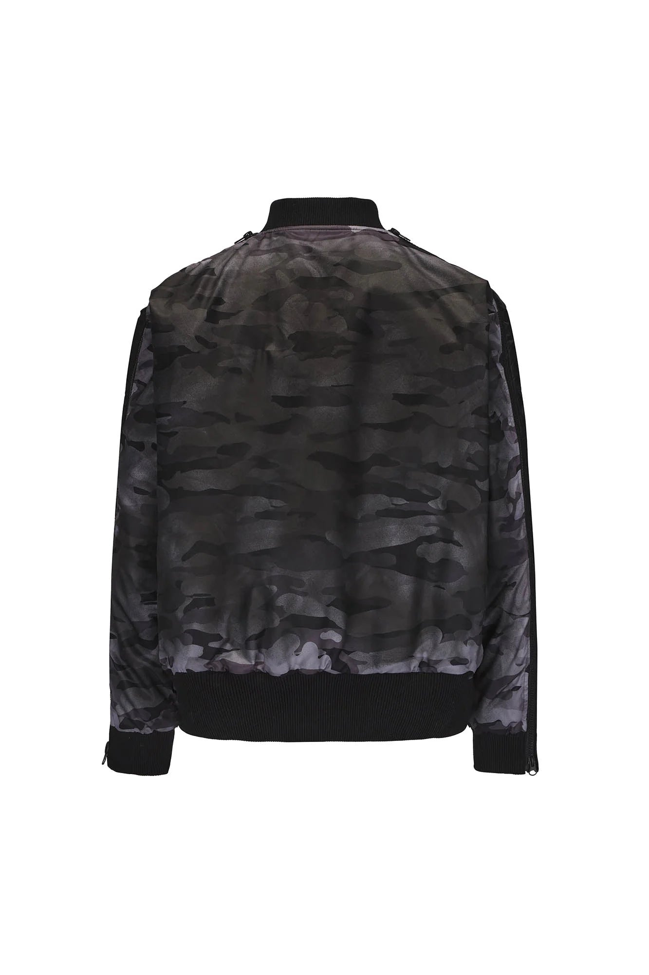 BLACK8MOB Retro Distressed Camo Panel Bomber Jacket