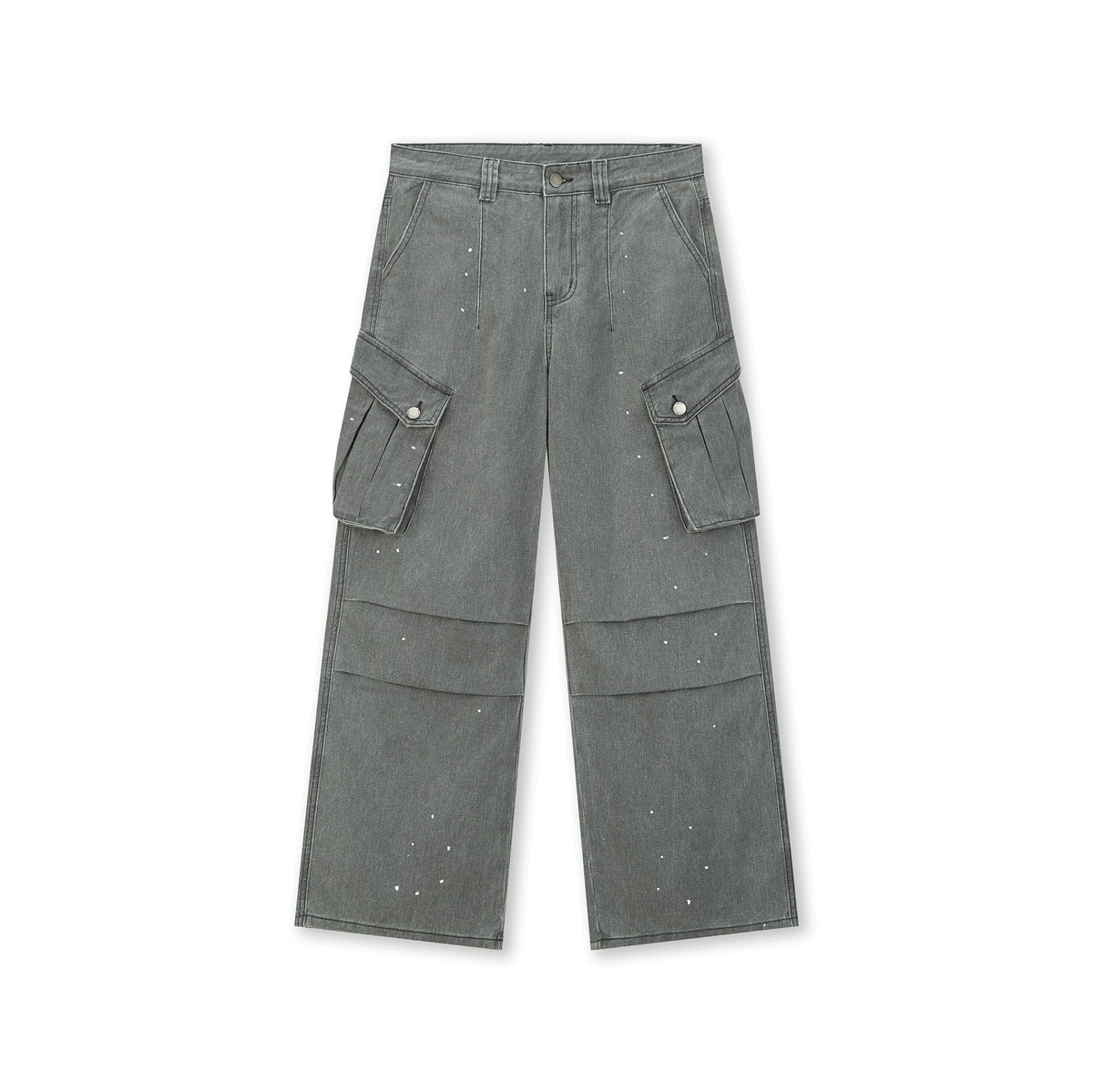 BONELESS Washed Sprinkle Pleated Knee Cargo Jeans