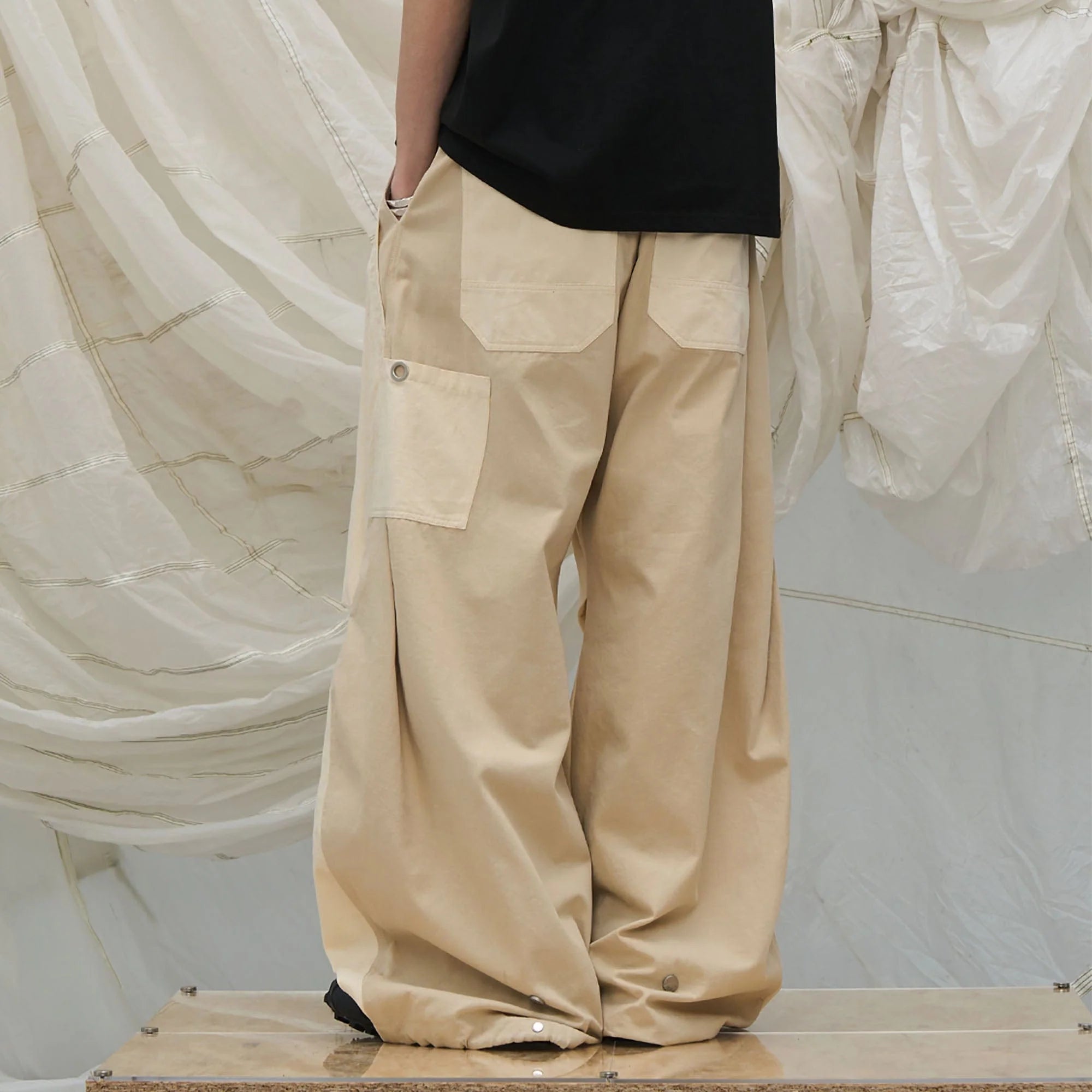 RELABEL Spliced Crinkled Oversized Cargo Pants