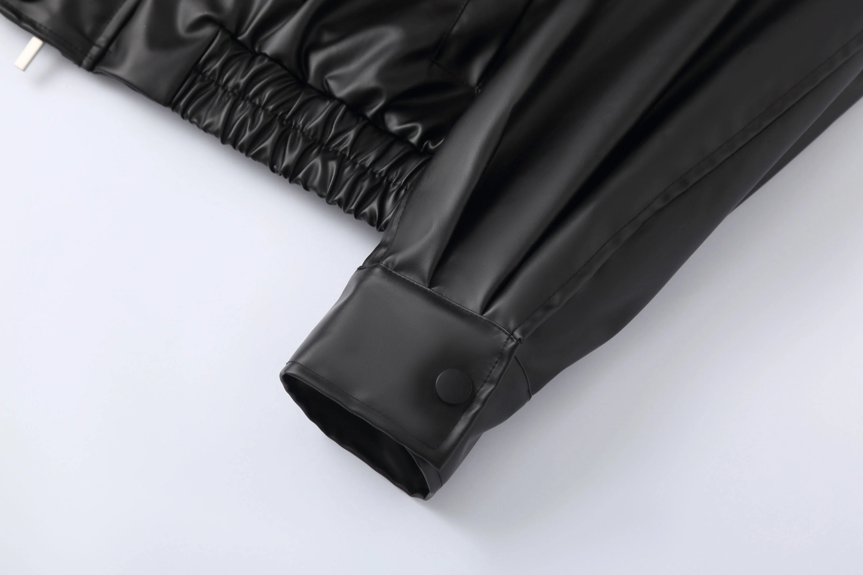 CLP Contrast Layer PU Cropped Moto Jacket