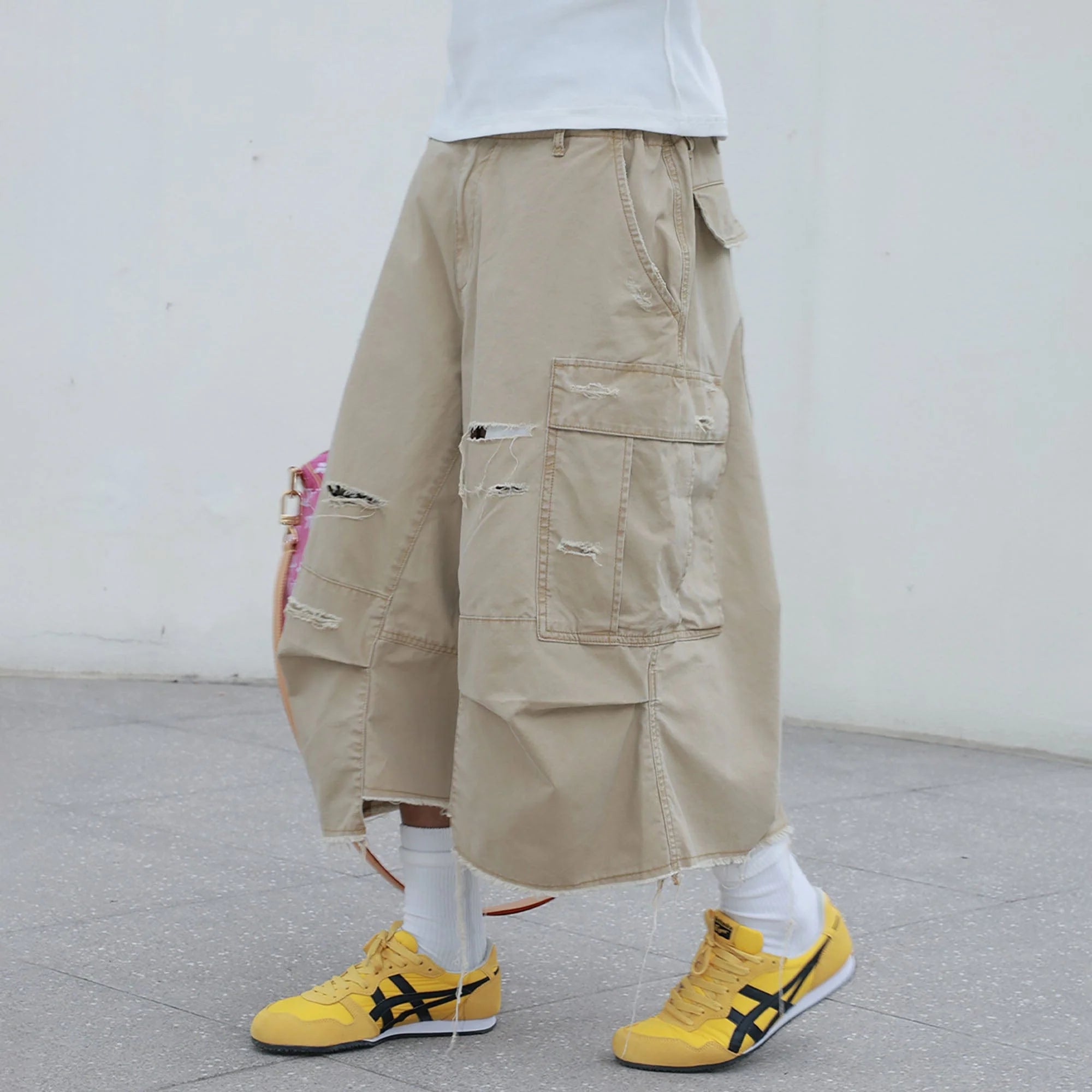 STEEPC Ripped Multi-Pocket Spliced Shorts