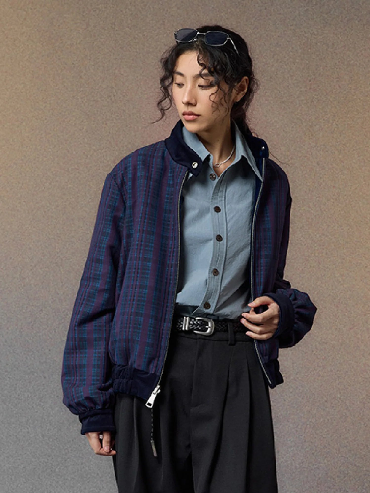 ALVNG AR ANTS Reversible Velvet  Plaid Jacket