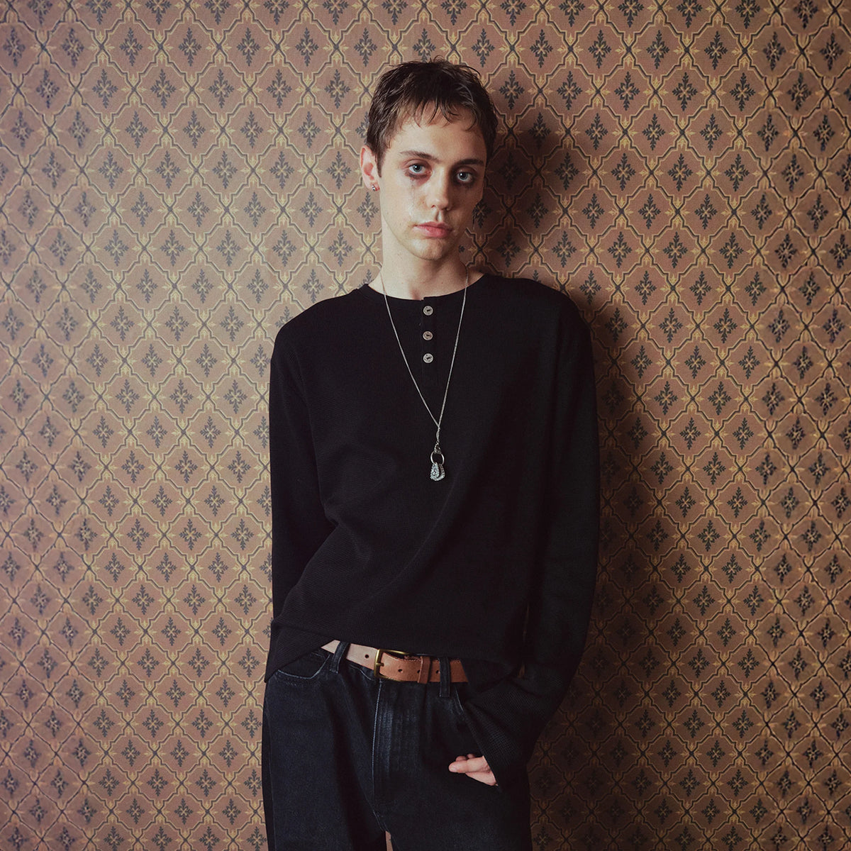 RICHILL Retro Vegas Waffle Henley Long-Sleeve Tee