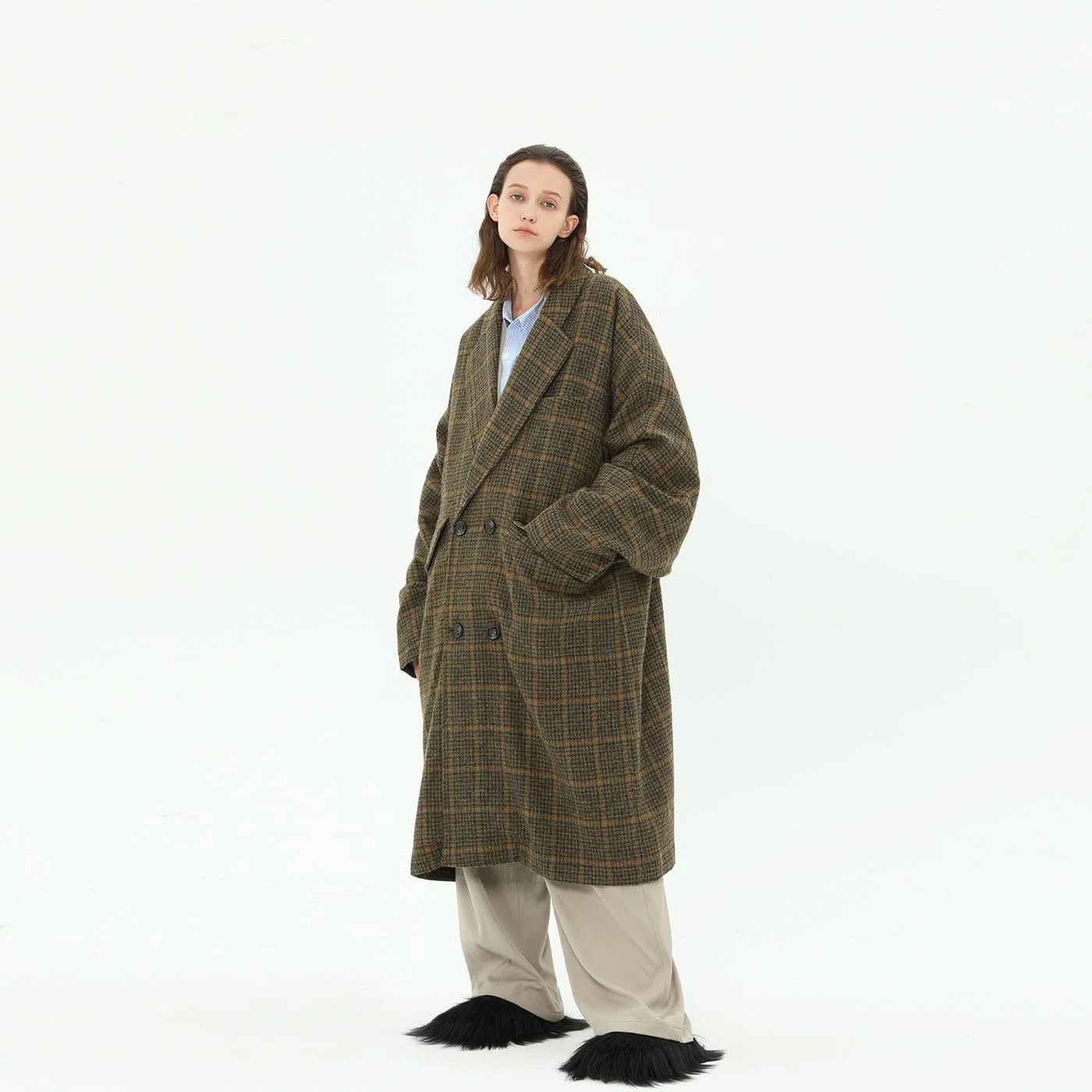 MIICHOUS Plaid Wool Oversized Coat