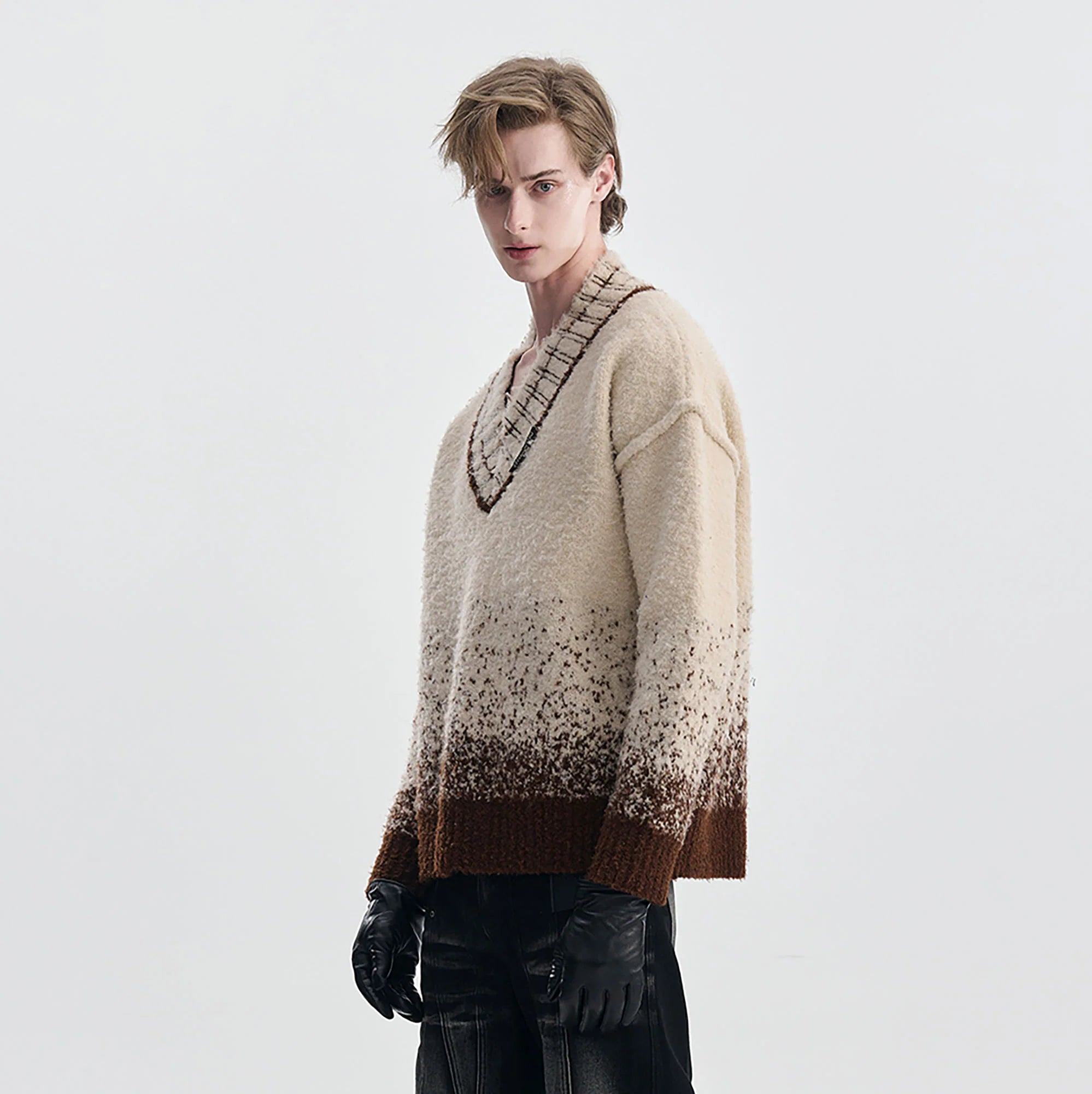 TIWILLTANG Gradient Wool V-Neck Sweater