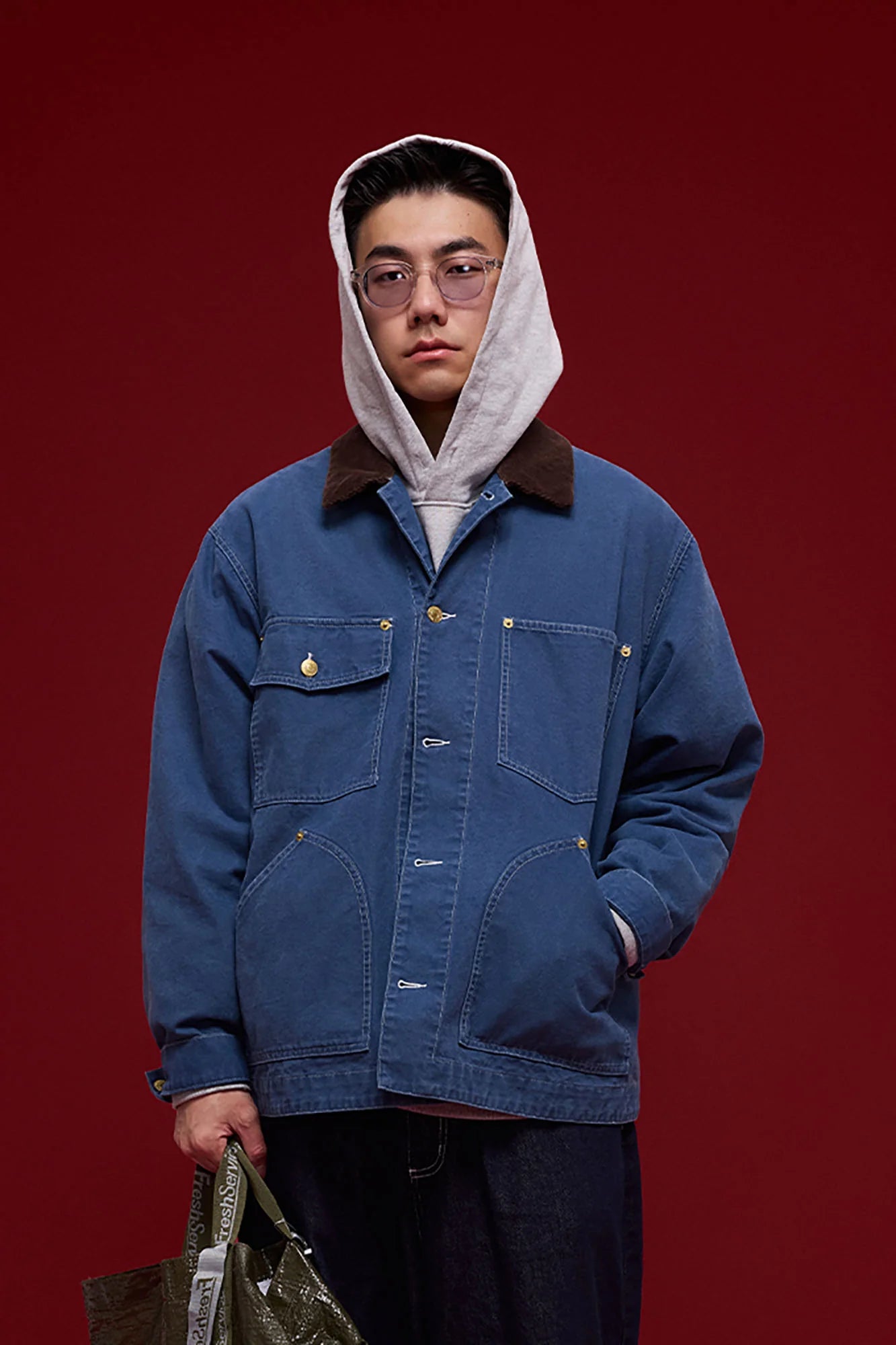 BANANA CLUB Contrast Collar Stitch Utility Jacket