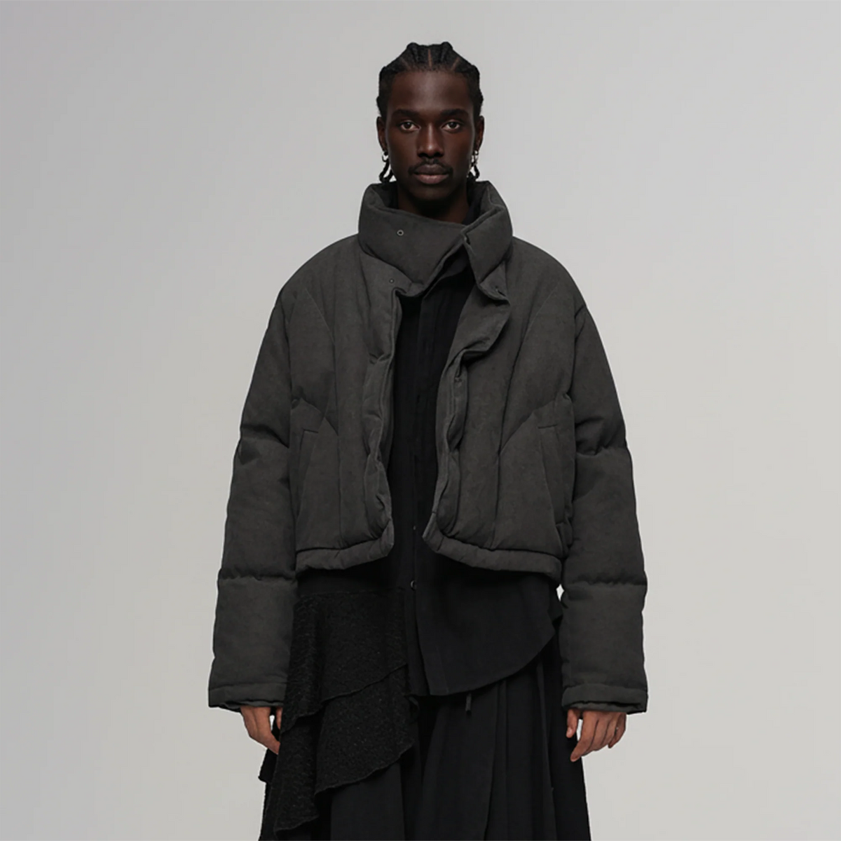 ILNya Nieternite Nifutur Asymmetrical Collar Cocoon Cropped Down Jacket