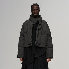 ILNya Nieternite Nifutur Asymmetrical Collar Cocoon Cropped Down Jacket