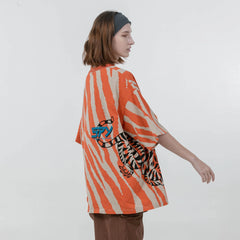 ERROR CODE ROBOT Tiger Stripe Oversized T-Shirt