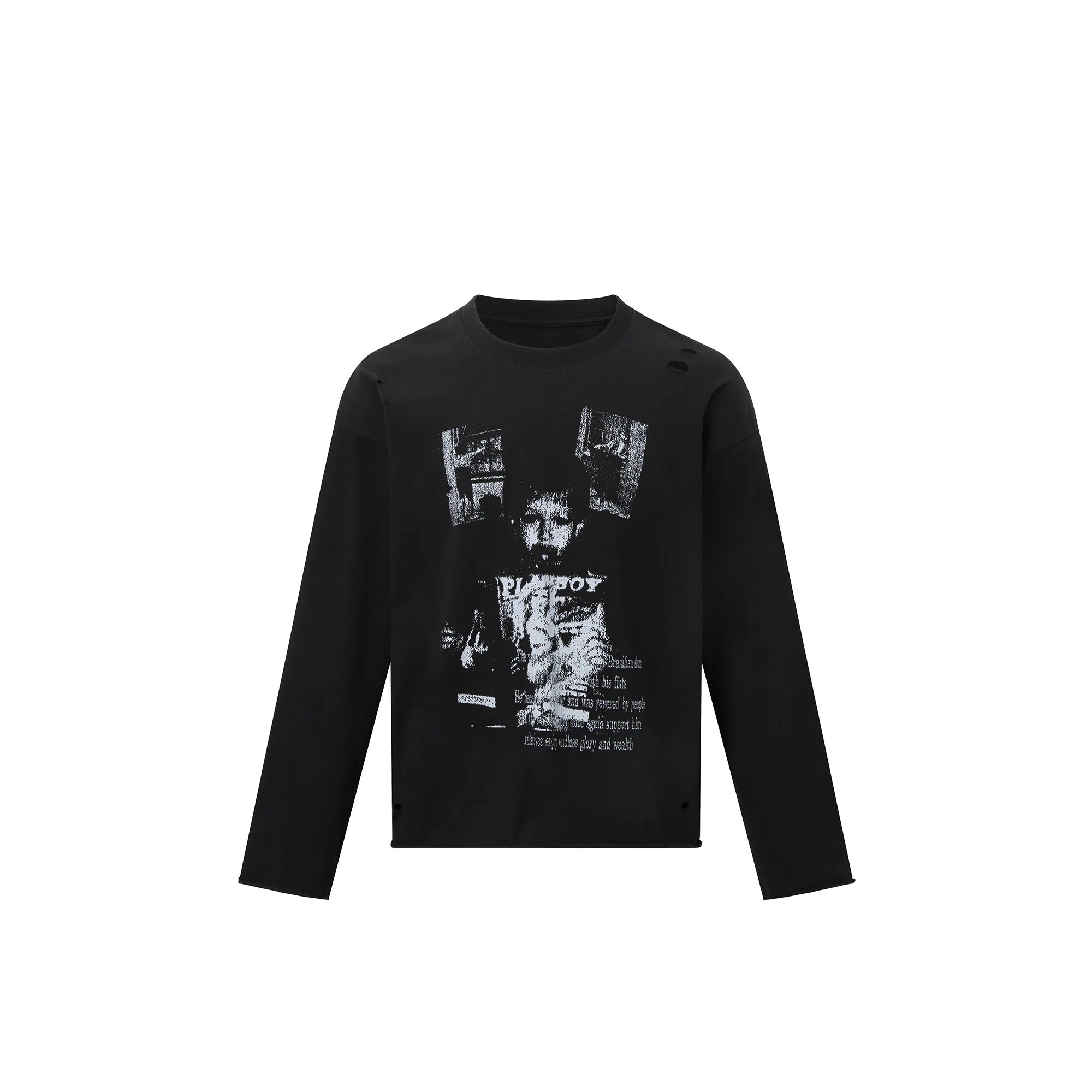 RECOVER ZONE Distressed Graphic Long Sleeve Tee
