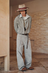 GONGHE REPUB Faux Layered Collar Plaid Shirt