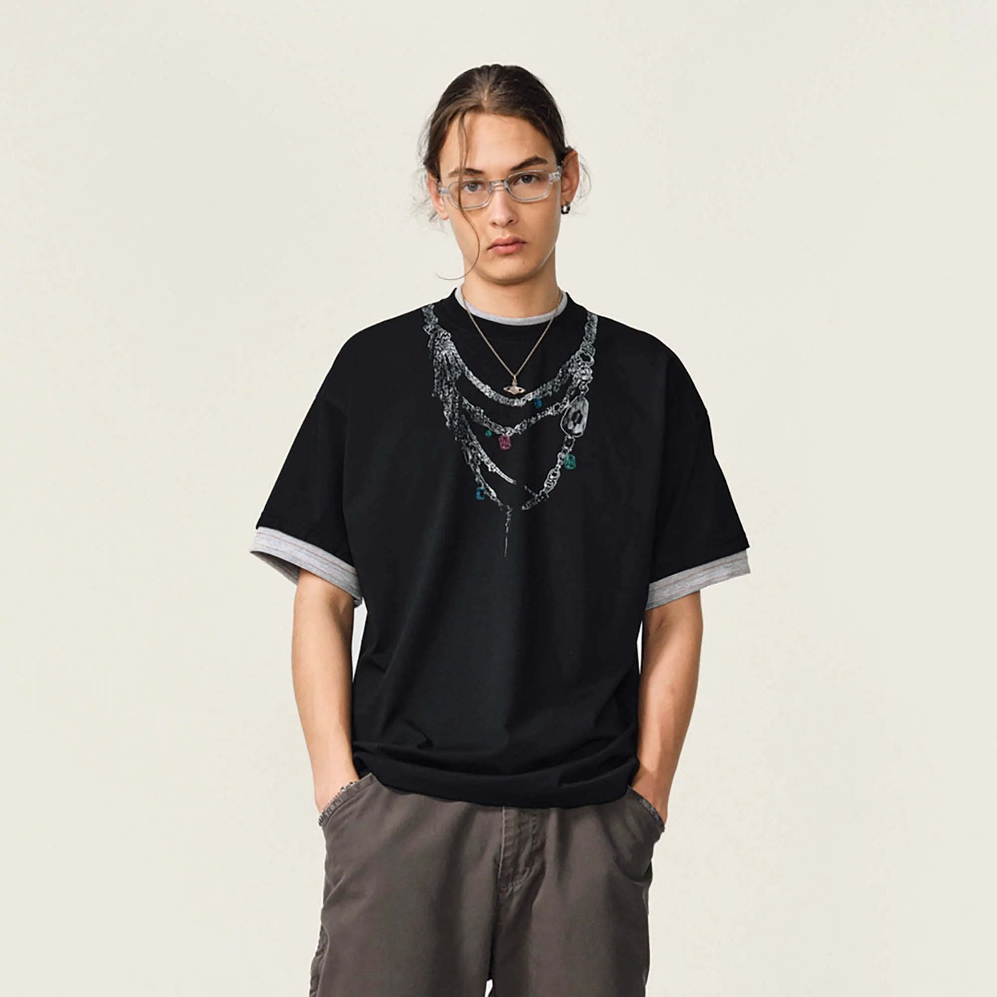 OVDY Chain Graphic Layered Sorona T-Shirt