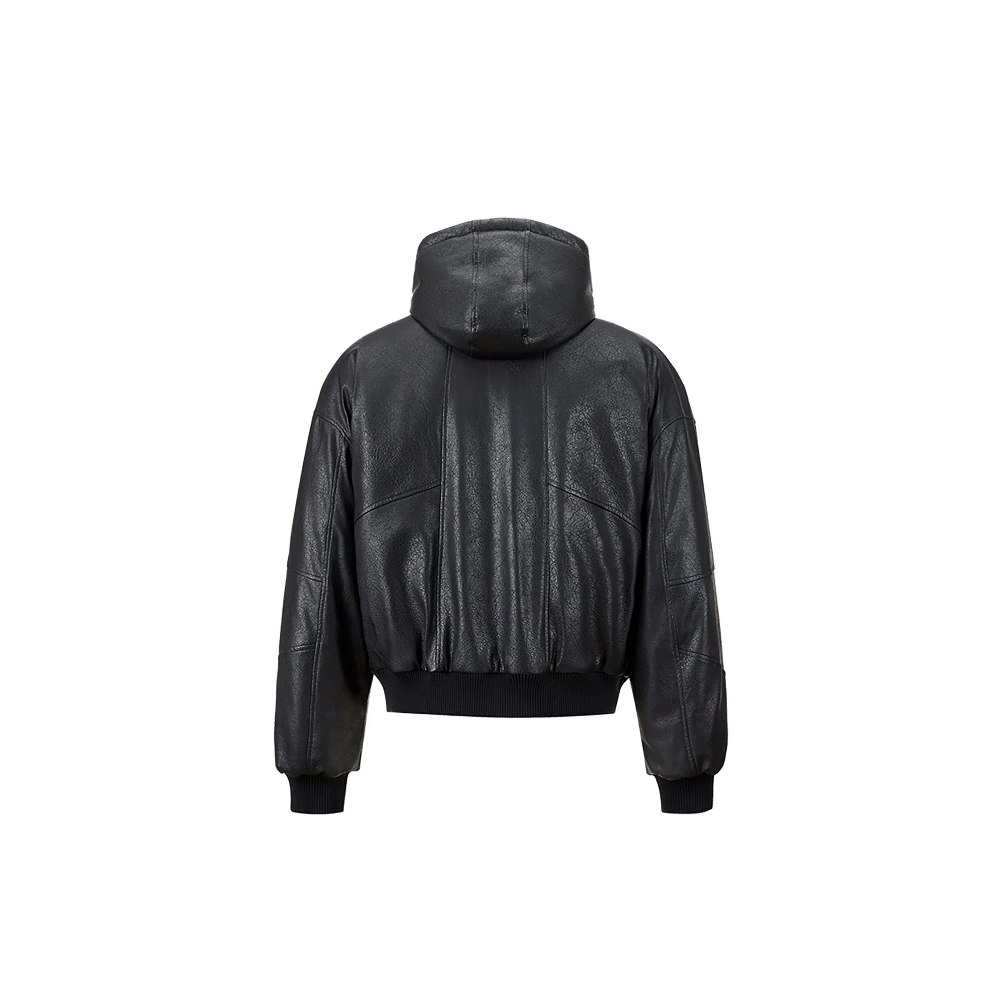 FORFEARTHAT Hooded Puffer PU Jacket