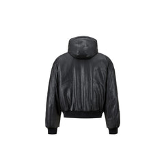FORFEARTHAT Hooded Puffer PU Jacket