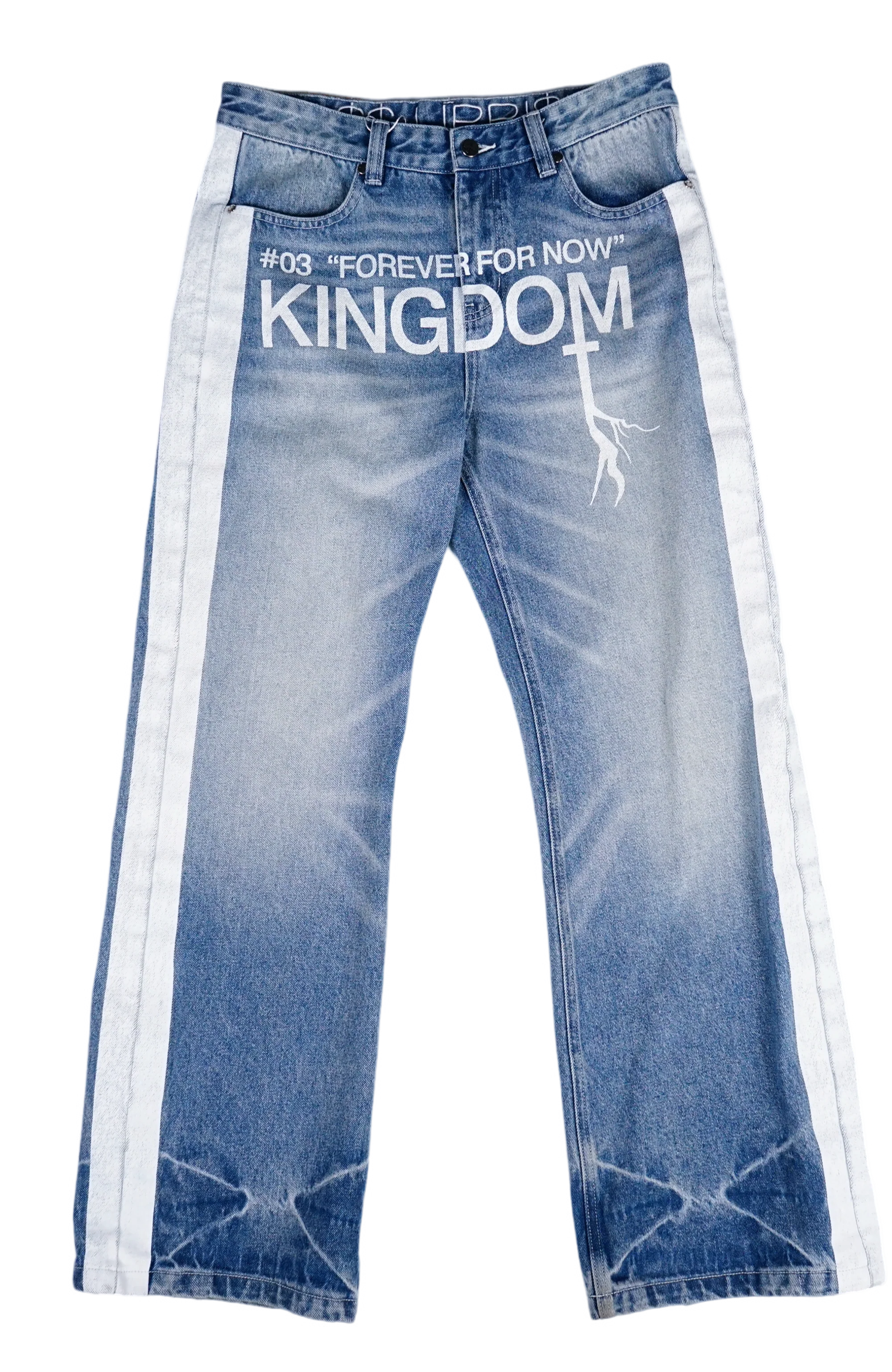 VINKID Washed Contrats Graphic Straight-Leg Jeans
