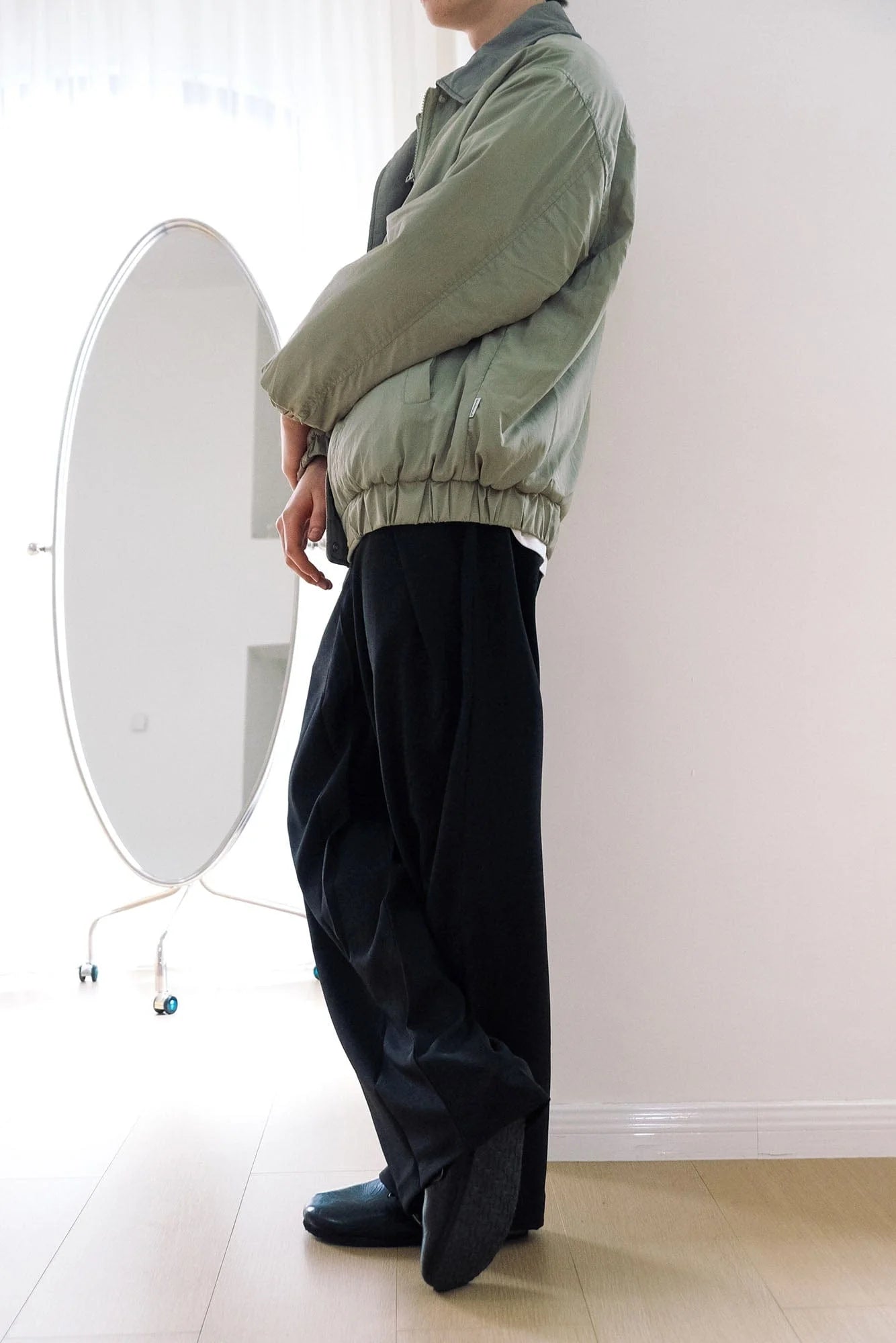 WIID Slanted Pleat Wide-Leg Trousers