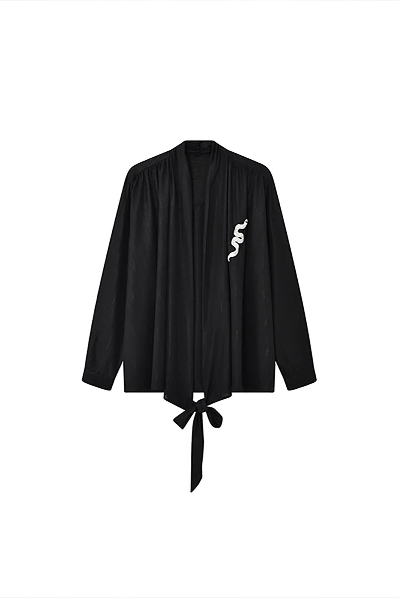 JIECHI Embroidered Serpent Metallic Wrap Shirt