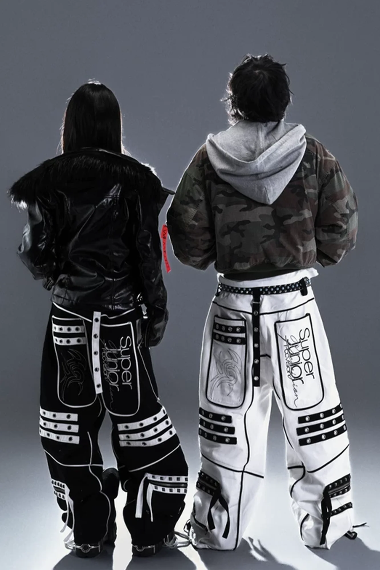 PCCVISION Studded Embroidered Baggy Pants